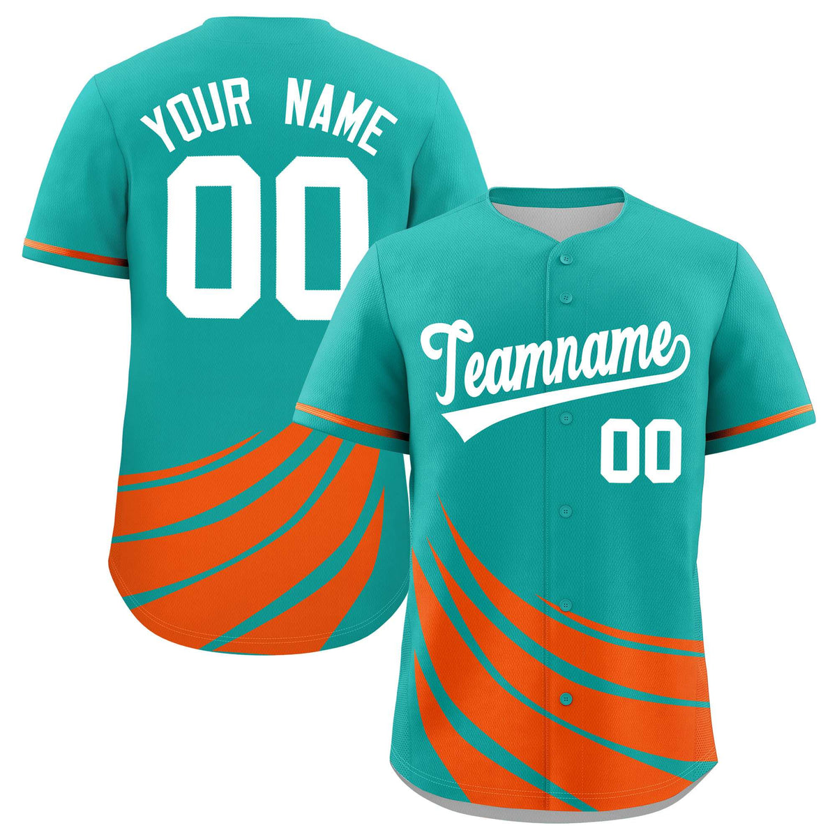 Custom Aqua Orange Wind Mark Graffiti Pattern Authentic Baseball Jersey