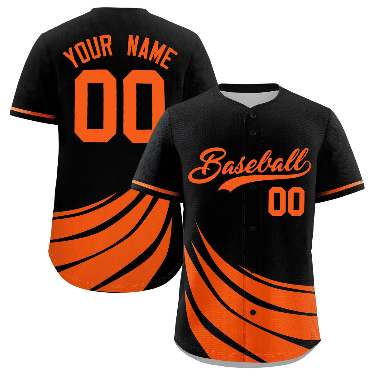 Custom Black Orange Wind Mark Graffiti Pattern Authentic Baseball Jersey