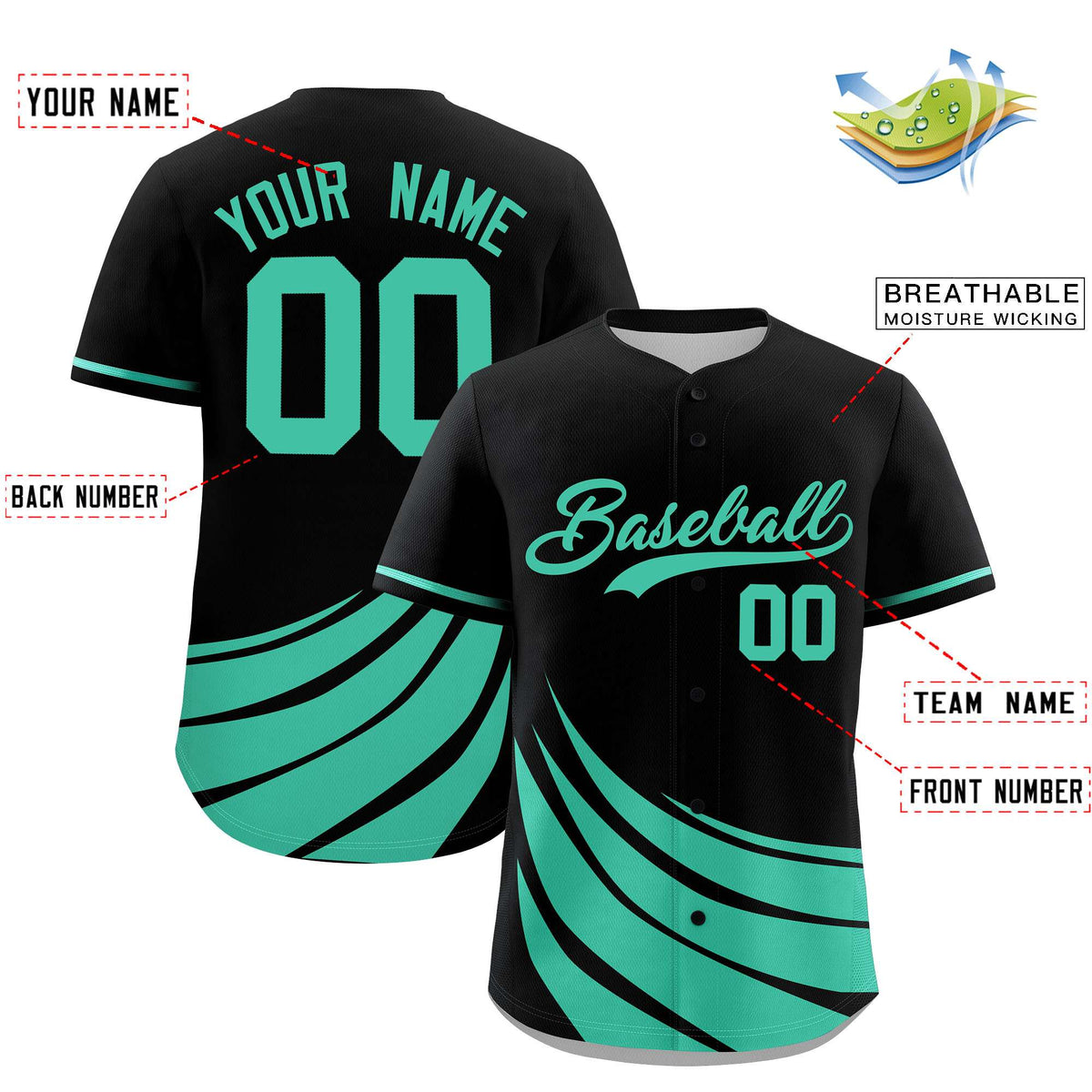 Custom Black Bright Green Wind Mark Graffiti Pattern Authentic Baseball Jersey