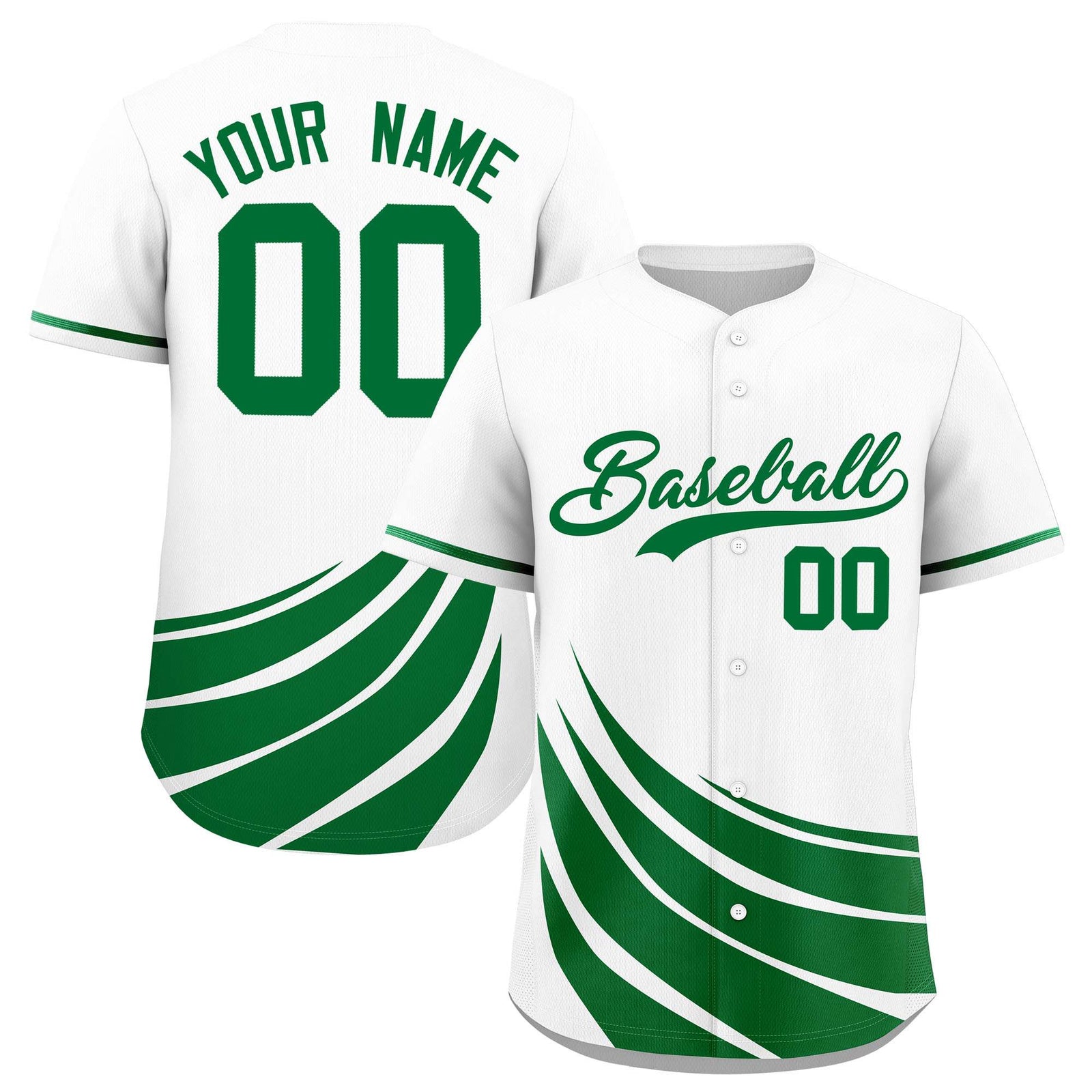 Custom White Kelly Green Wind Mark Graffiti Pattern Authentic Baseball Jersey