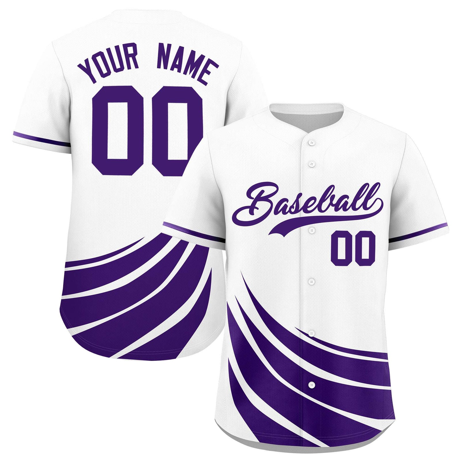 Custom White Purple Wind Mark Graffiti Pattern Authentic Baseball Jersey