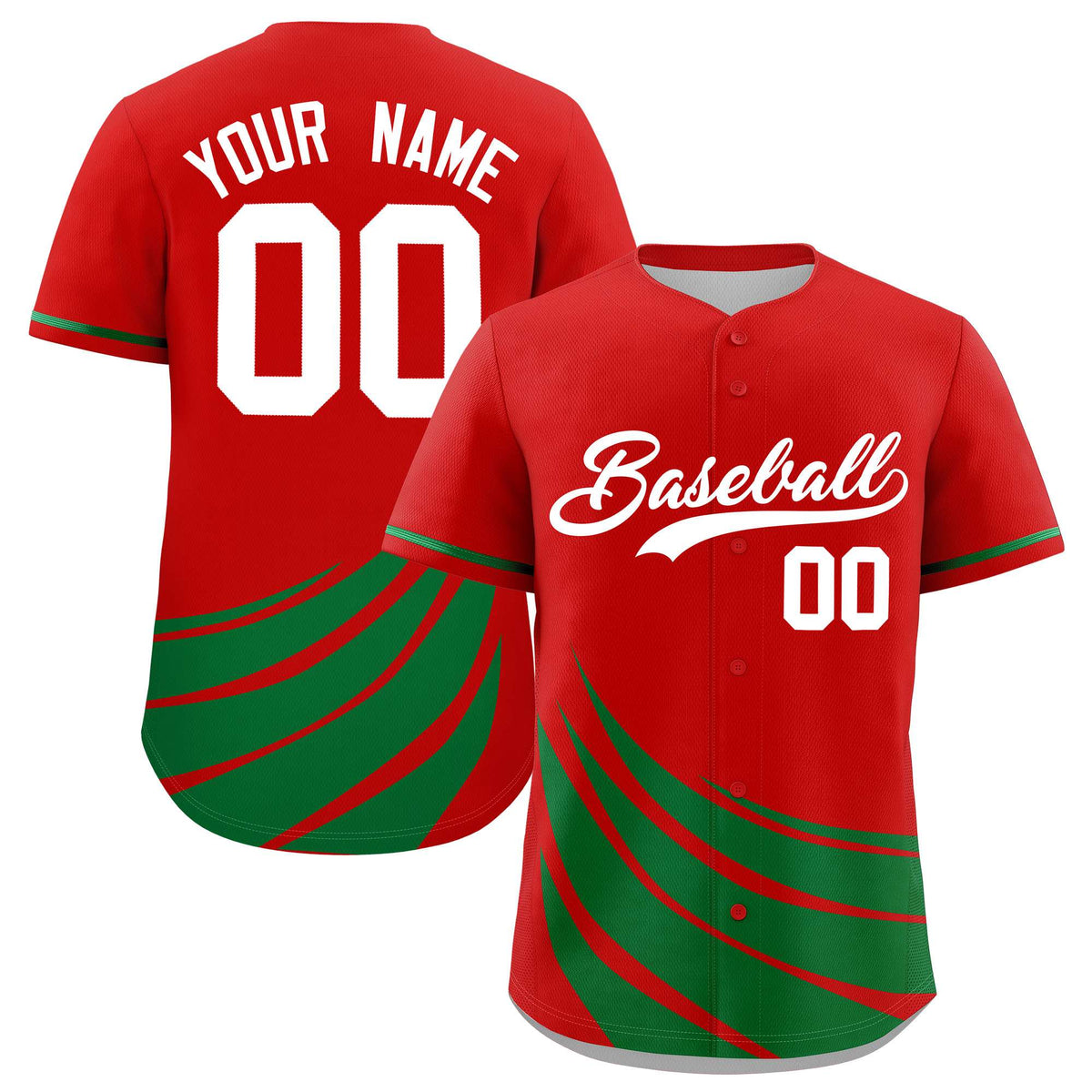 Custom Red Kelly Green Wind Mark Graffiti Pattern Authentic Baseball Jersey