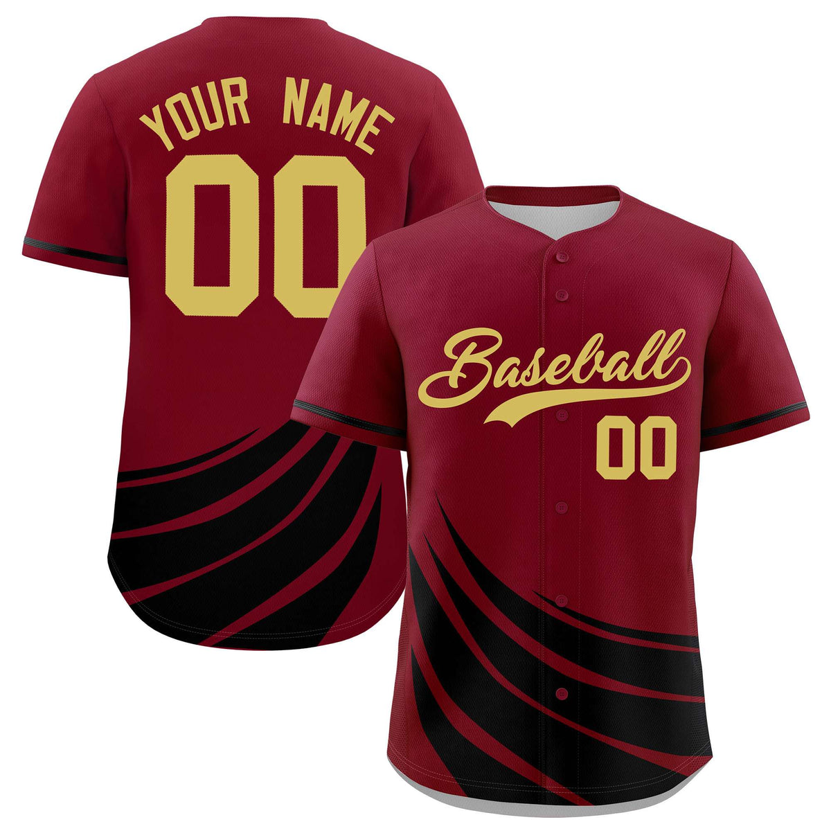 Custom Crimson Black Wind Mark Graffiti Pattern Authentic Baseball Jersey