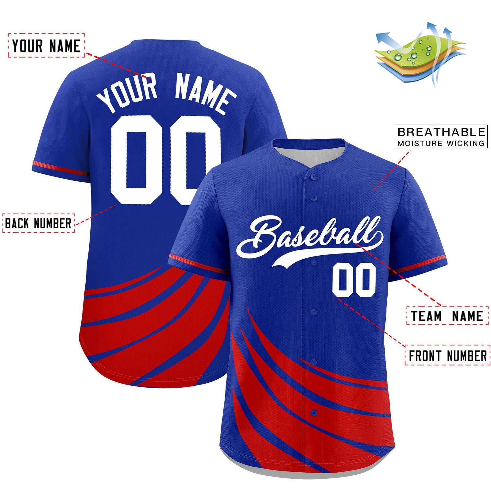 Custom Royal Red Wind Mark Graffiti Pattern Authentic Baseball Jersey