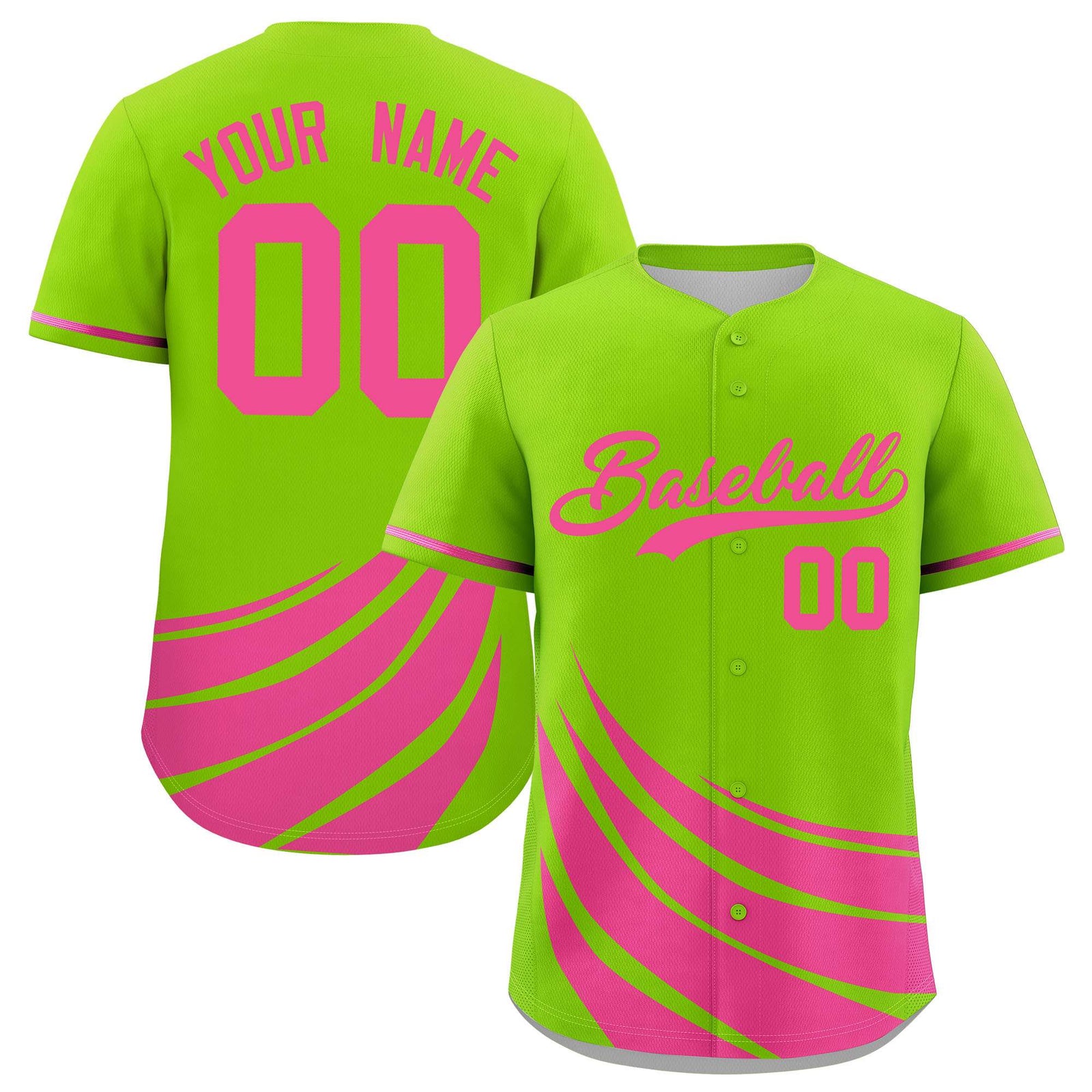 Custom Neon Green Pink Wind Mark Graffiti Pattern Authentic Baseball Jersey