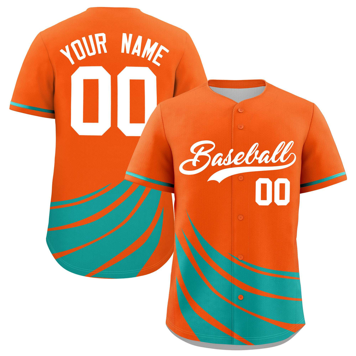 Custom Orange Aqua Wind Mark Graffiti Pattern Authentic Baseball Jersey