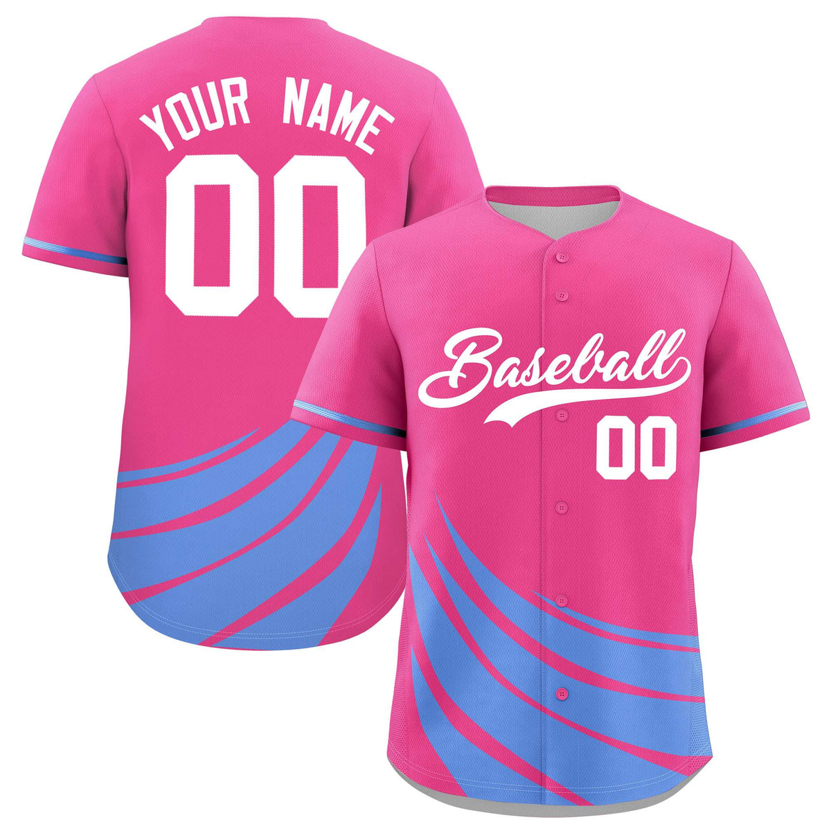 Custom Pink Light Blue Wind Mark Graffiti Pattern Authentic Baseball Jersey