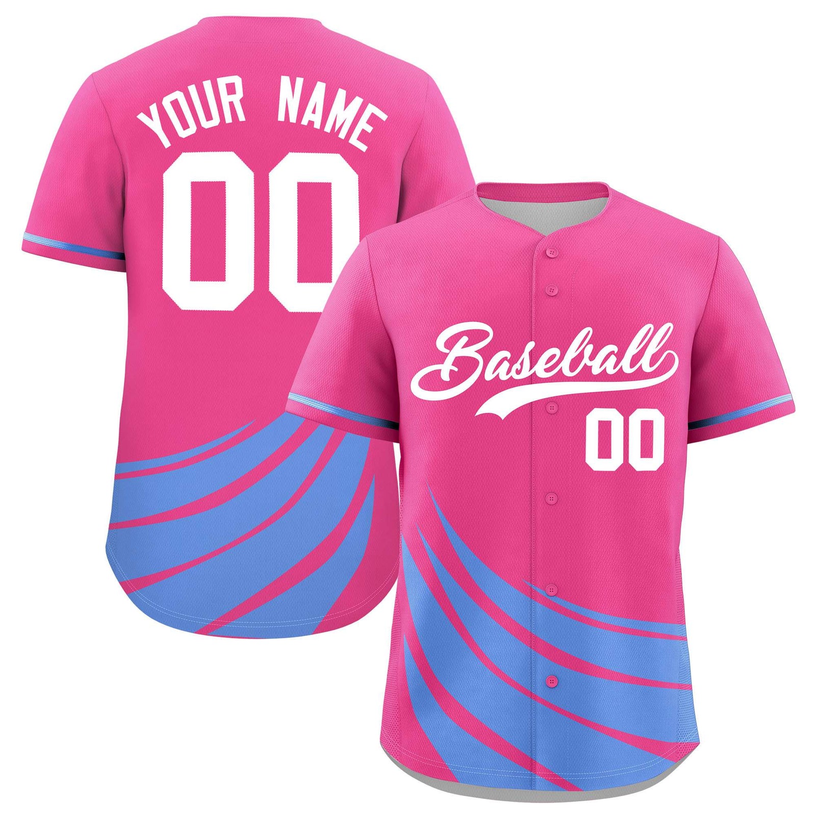 Custom Pink Light Blue Wind Mark Graffiti Pattern Authentic Baseball Jersey