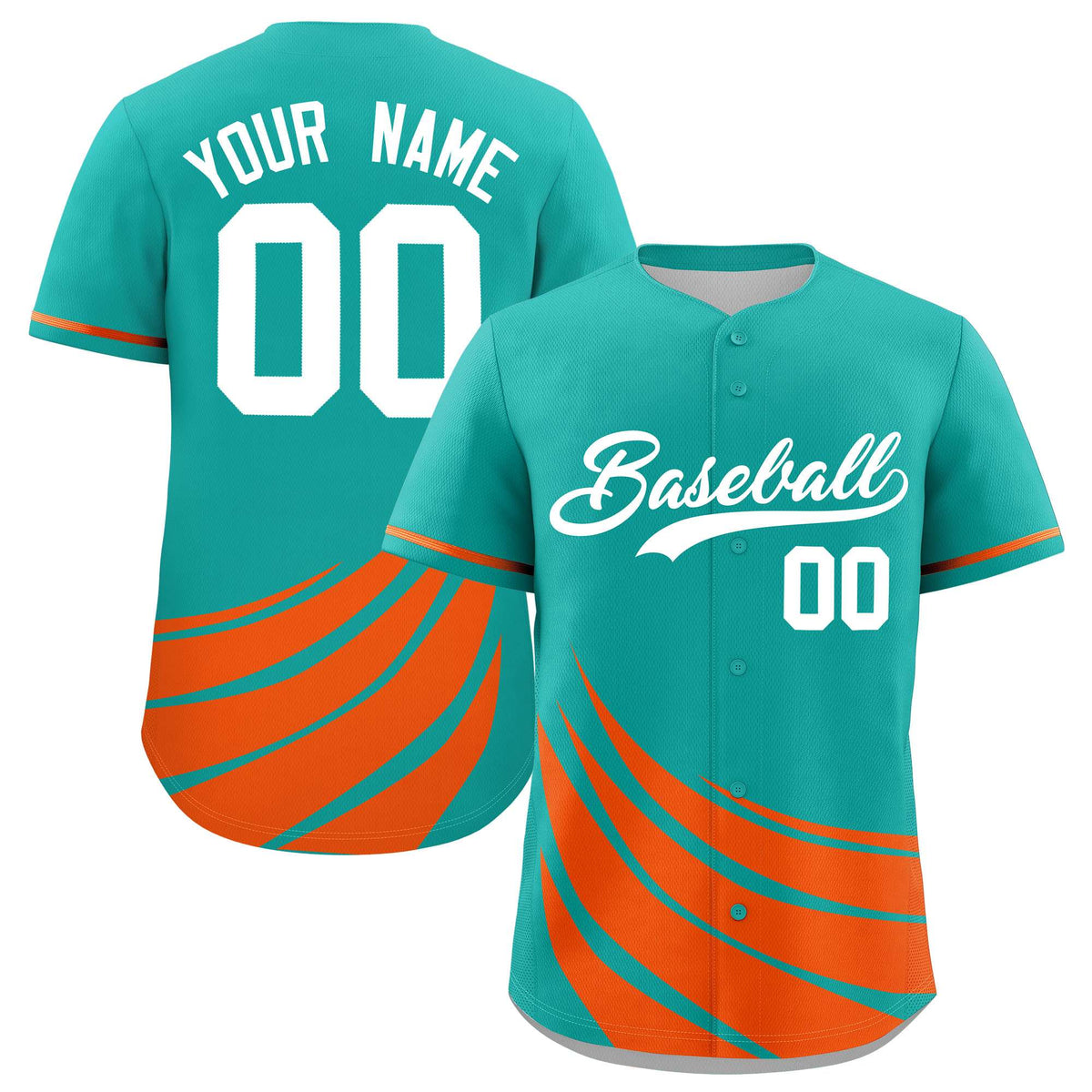 Custom Aqua Orange Wind Mark Graffiti Pattern Authentic Baseball Jersey