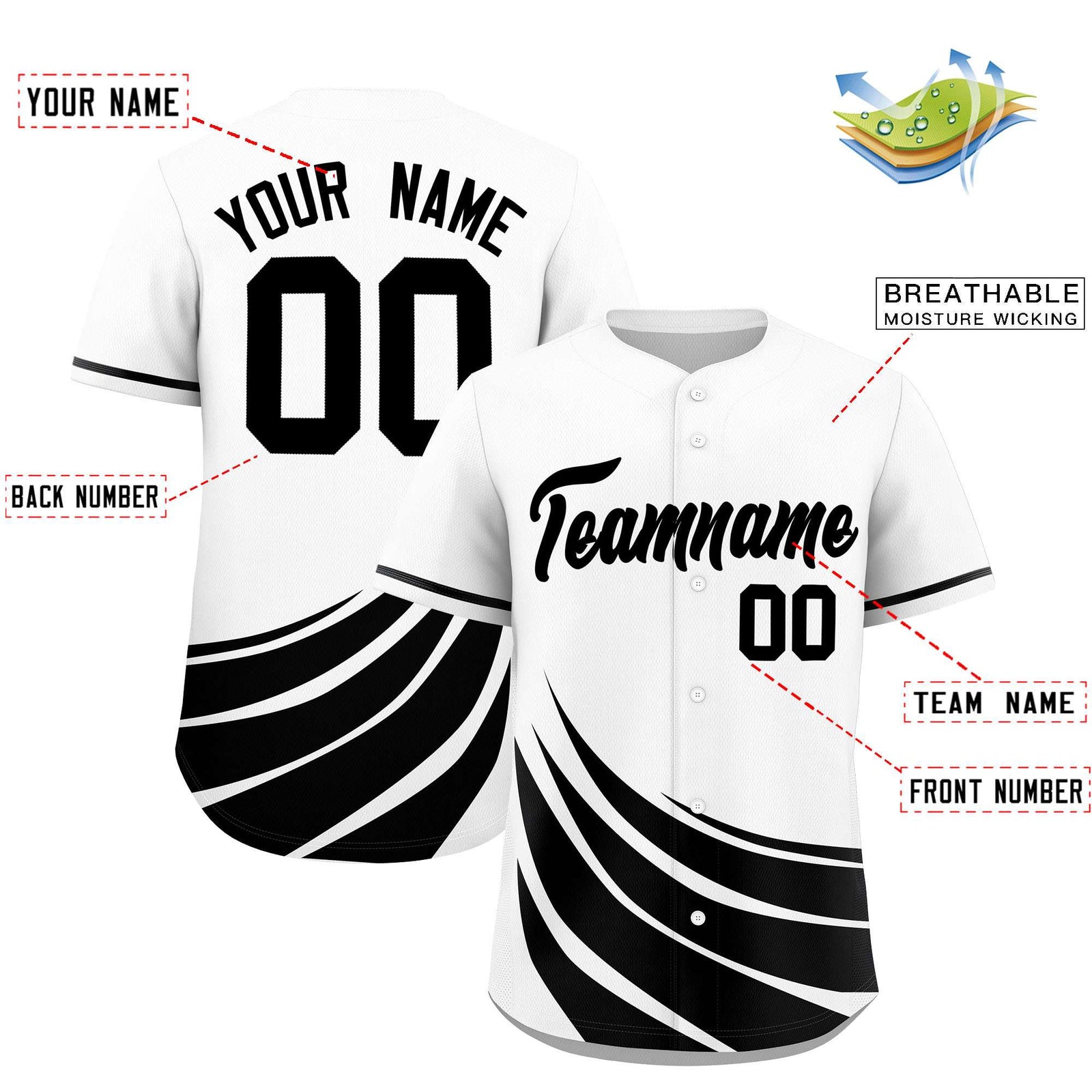 Custom White Black Wind Mark Graffiti Pattern Authentic Baseball Jersey