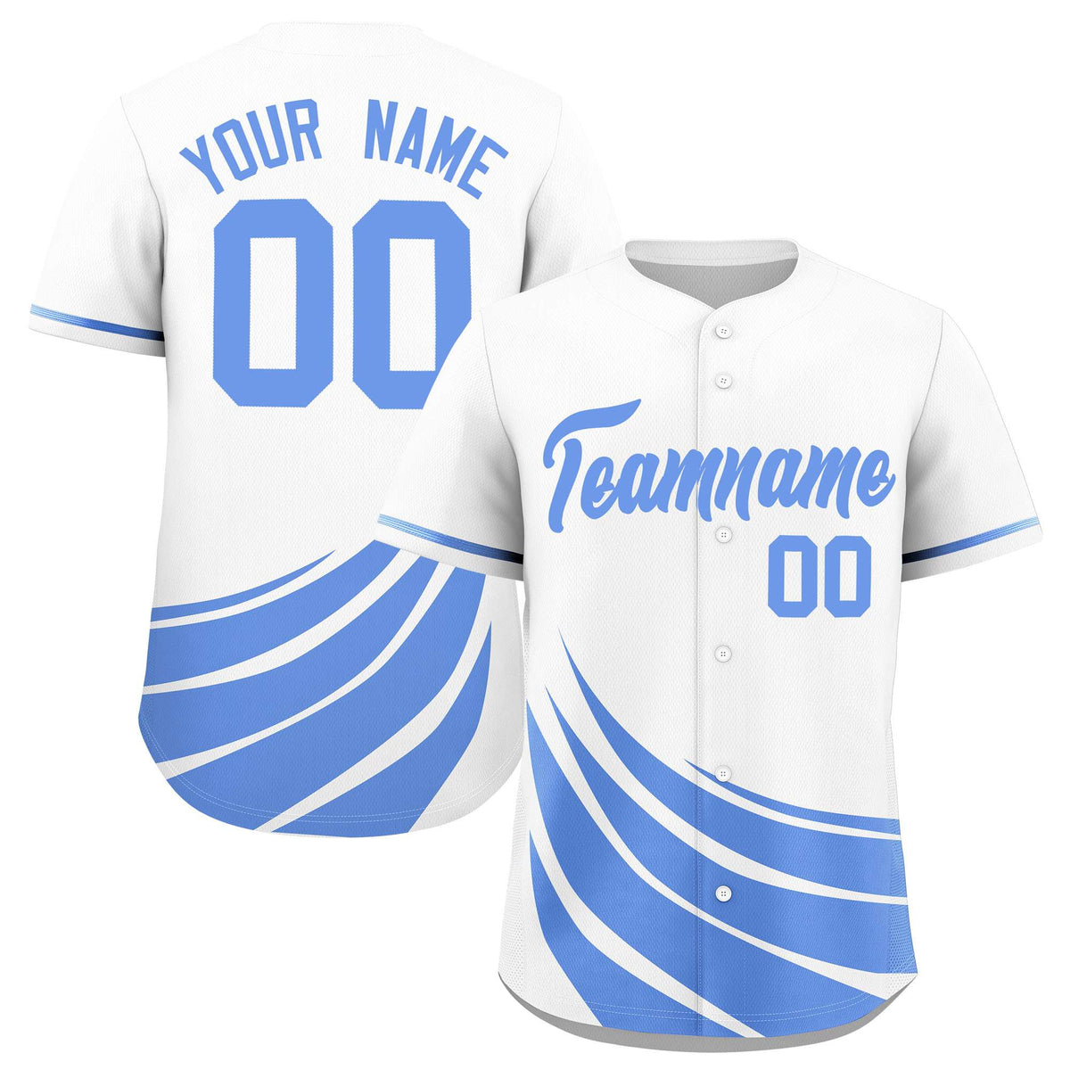 Custom White Light Blue Wind Mark Graffiti Pattern Authentic Baseball Jersey