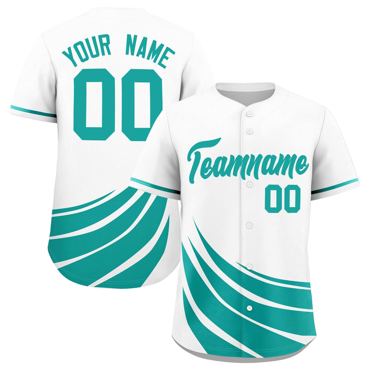 Custom White Aqua Wind Mark Graffiti Pattern Authentic Baseball Jersey