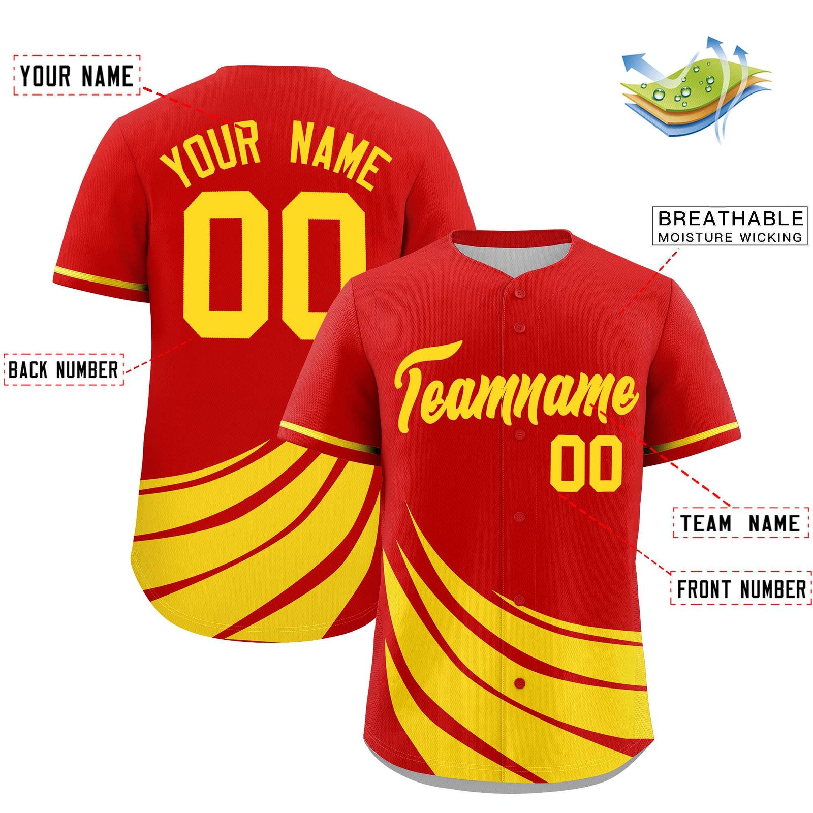 Custom Red Yellow Wind Mark Graffiti Pattern Authentic Baseball Jersey