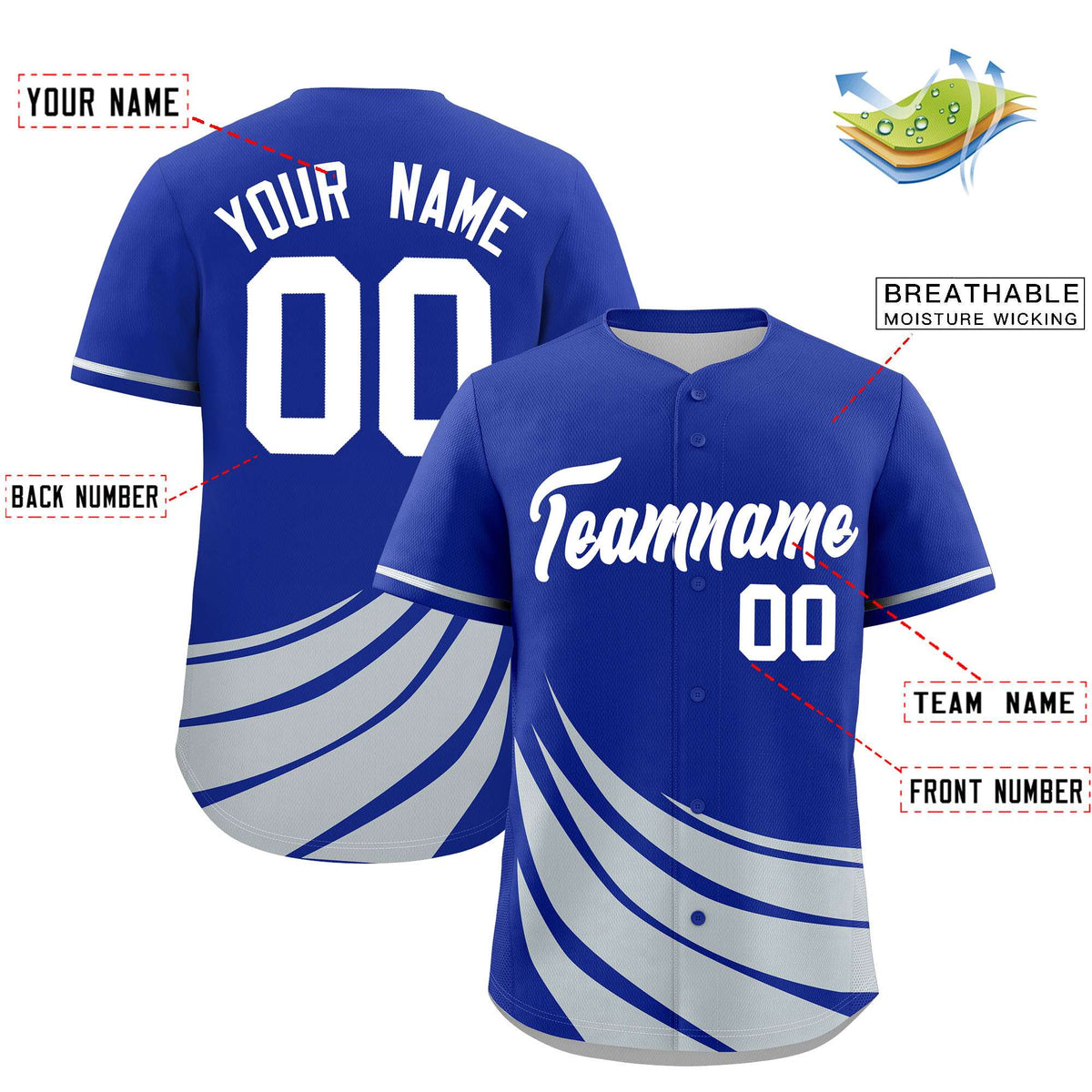 Custom Royal Silver Wind Mark Graffiti Pattern Authentic Baseball Jersey