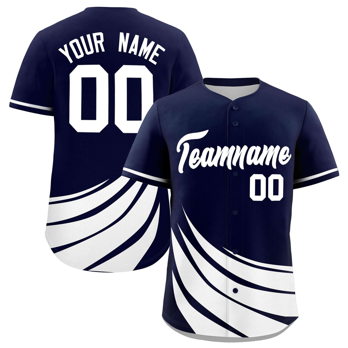 Custom Navy White Wind Mark Graffiti Pattern Authentic Baseball Jersey