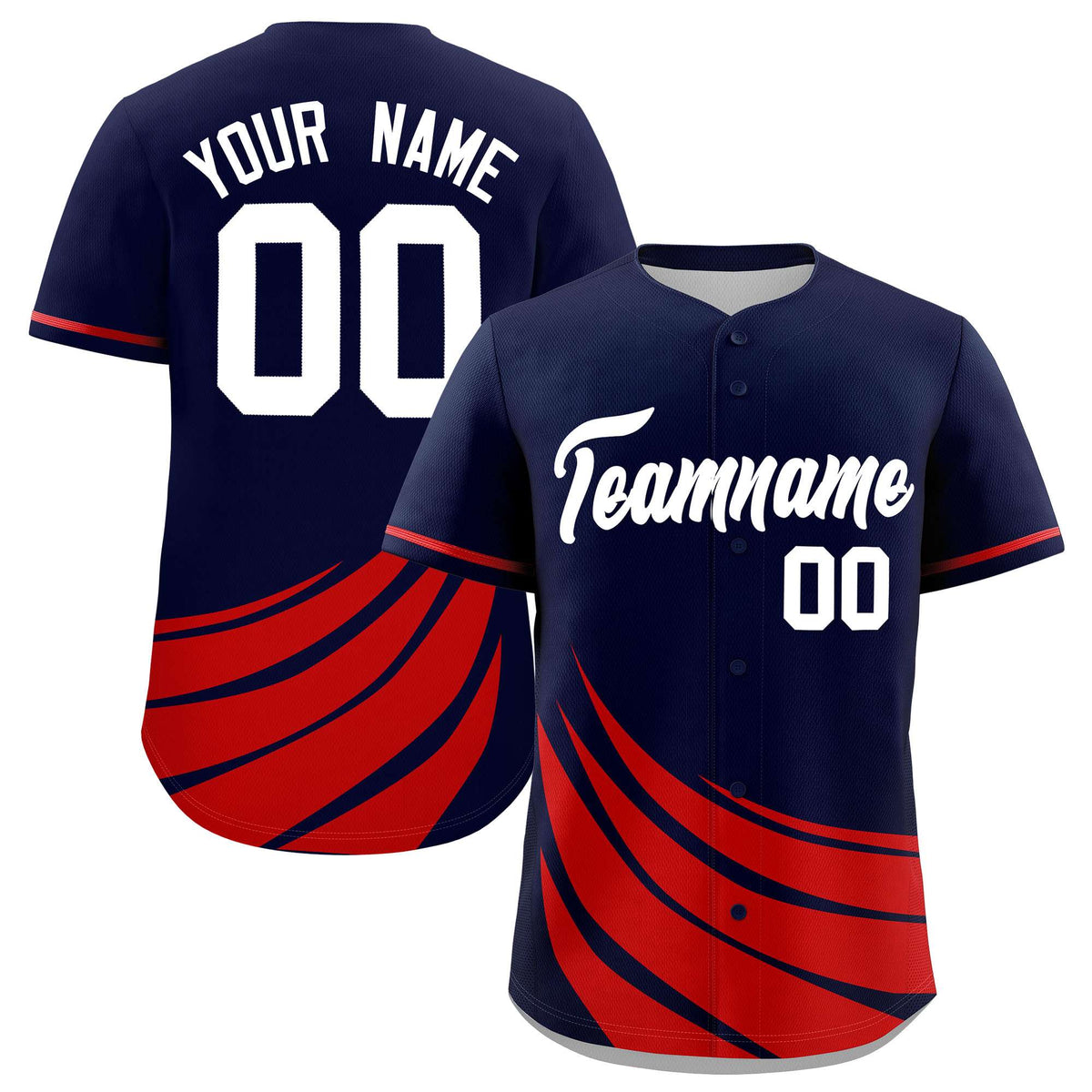 Custom Navy Red Wind Mark Graffiti Pattern Authentic Baseball Jersey