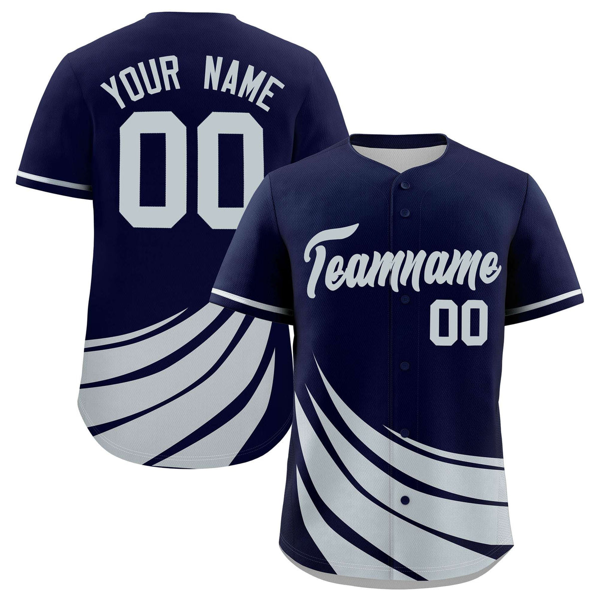 Custom Navy Silver Wind Mark Graffiti Pattern Authentic Baseball Jersey