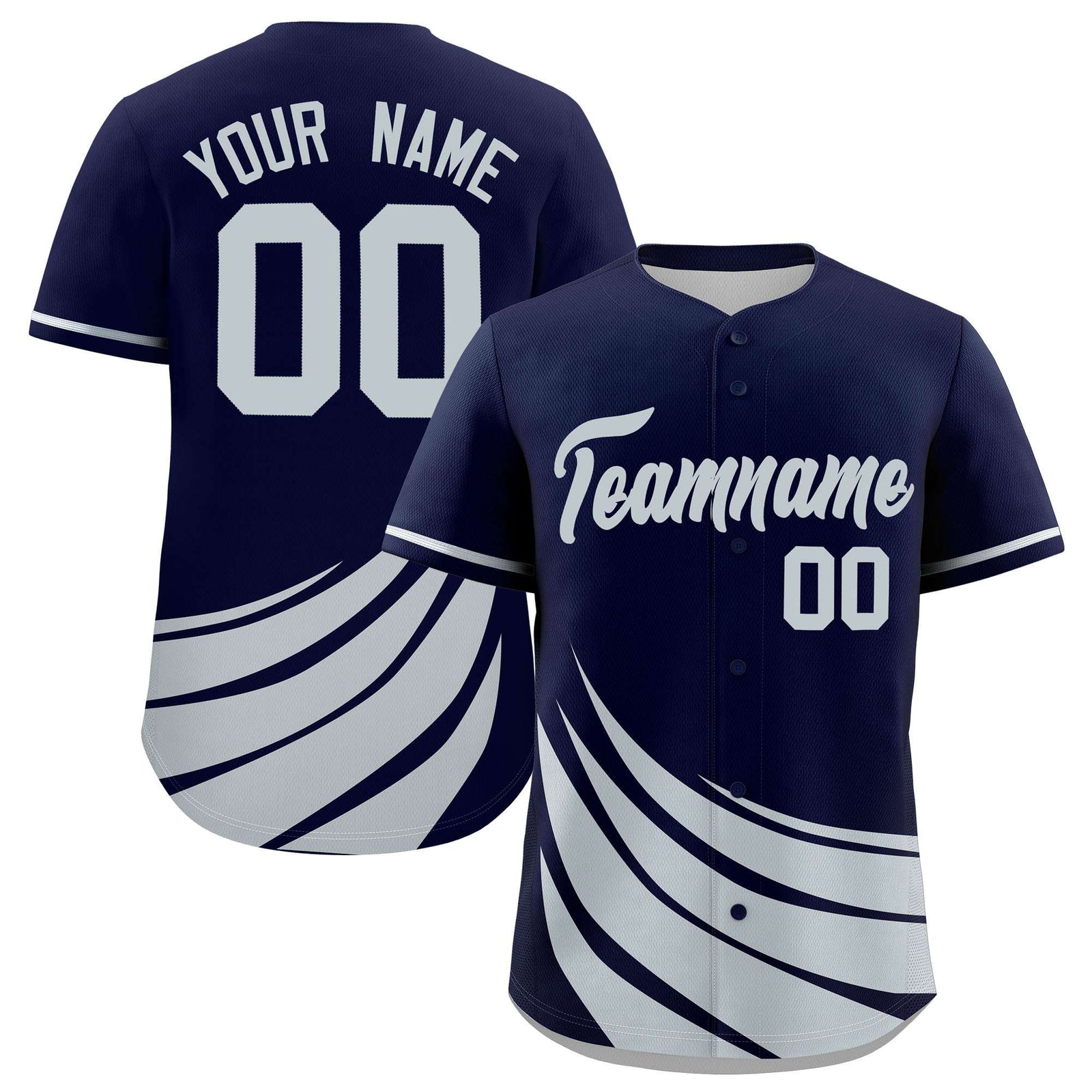 Custom Navy Silver Wind Mark Graffiti Pattern Authentic Baseball Jersey