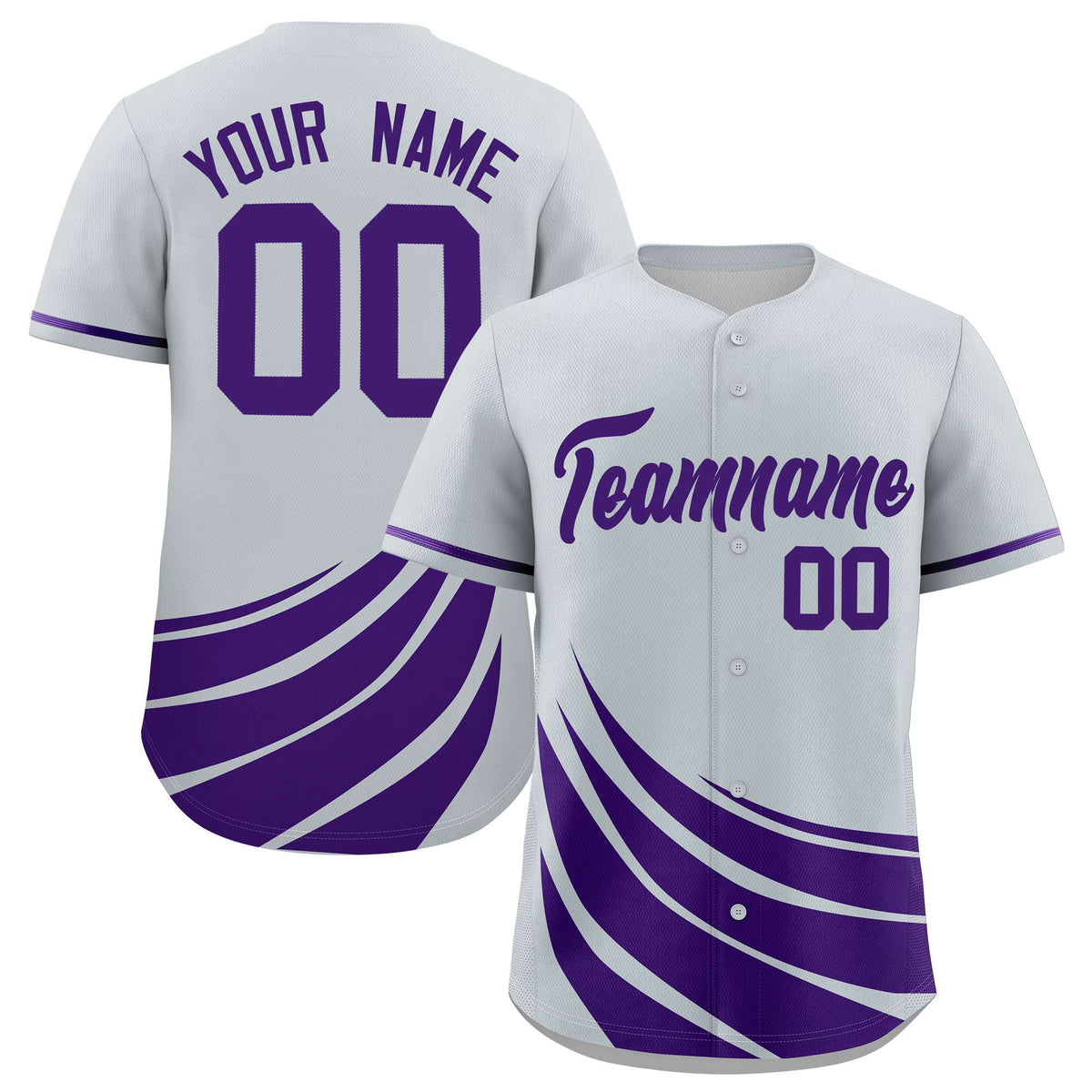 Custom Silver Purple Wind Mark Graffiti Pattern Authentic Baseball Jersey
