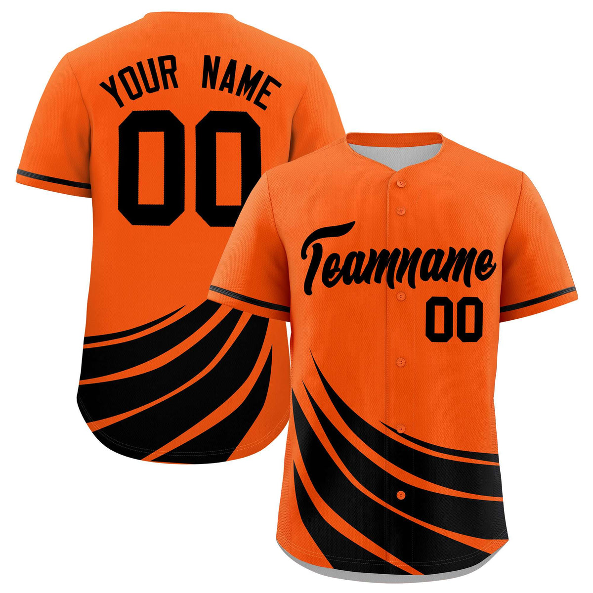 Custom Orange Black Wind Mark Graffiti Pattern Authentic Baseball Jersey