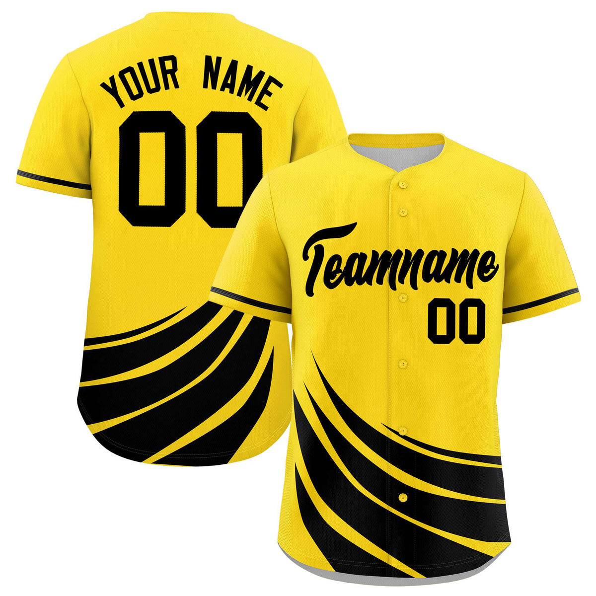 Custom Yellow Black Wind Mark Graffiti Pattern Authentic Baseball Jersey