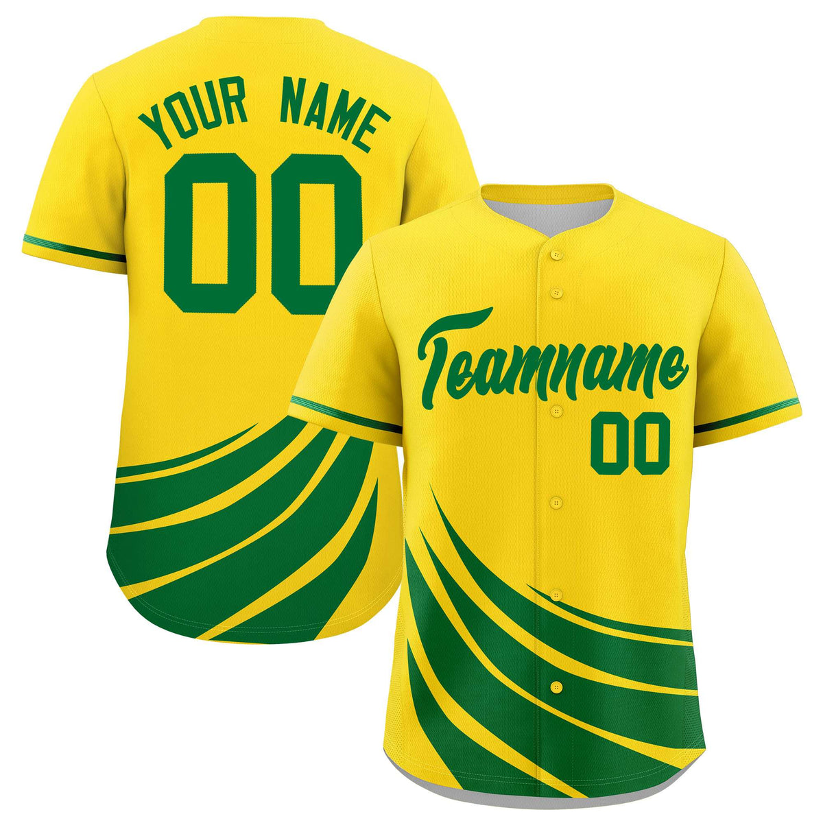 Custom Yellow Kelly Green Wind Mark Graffiti Pattern Authentic Baseball Jersey