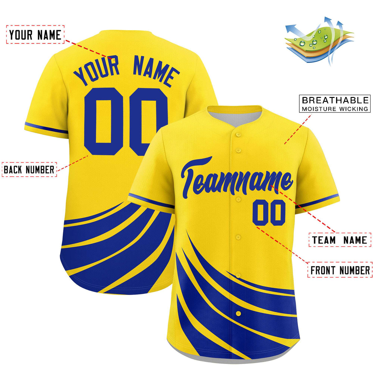 Custom Yellow Royal Wind Mark Graffiti Pattern Authentic Baseball Jersey