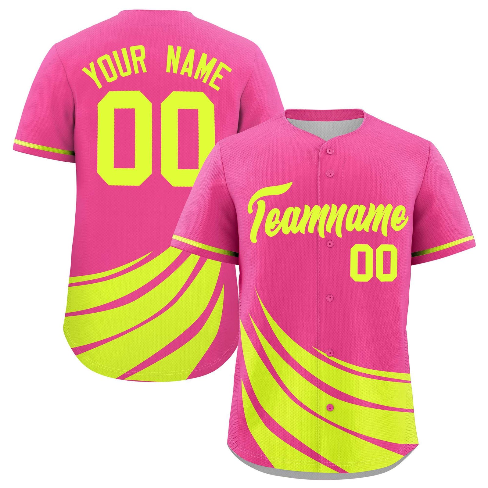 Custom Pink Fluorescent Green Wind Mark Graffiti Pattern Authentic Baseball Jersey