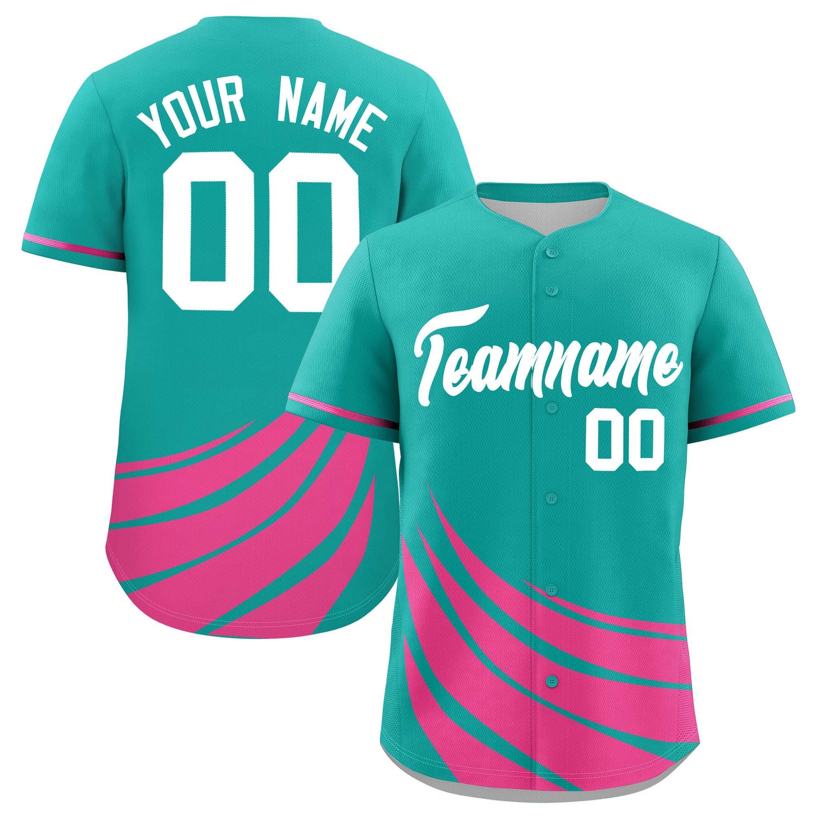 Custom Aqua Pink Wind Mark Graffiti Pattern Authentic Baseball Jersey