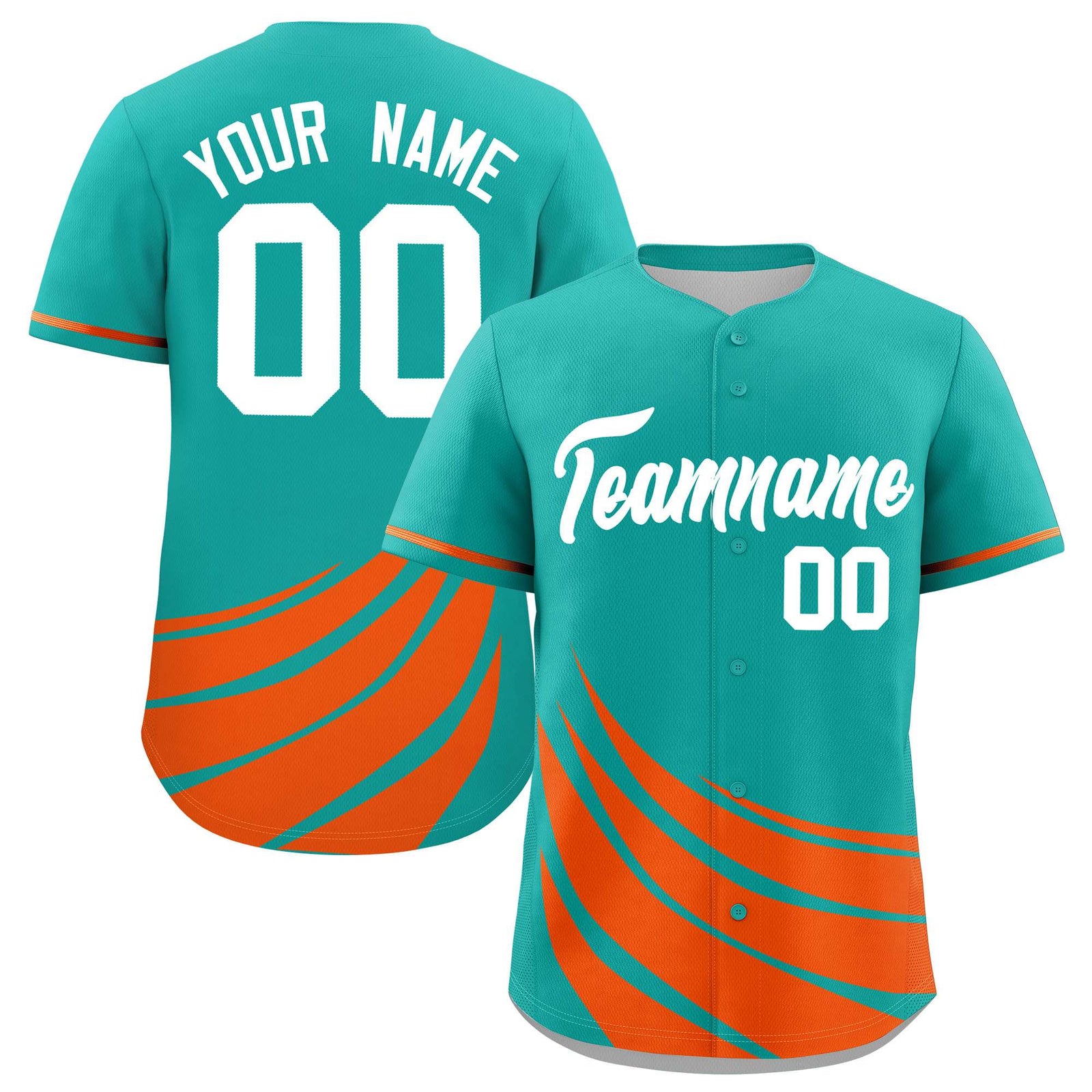 Custom Aqua Orange Wind Mark Graffiti Pattern Authentic Baseball Jersey