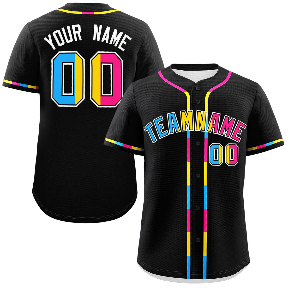 Custom Black Pansexuality For Pride Month Classic Style Authentic Baseball Jersey