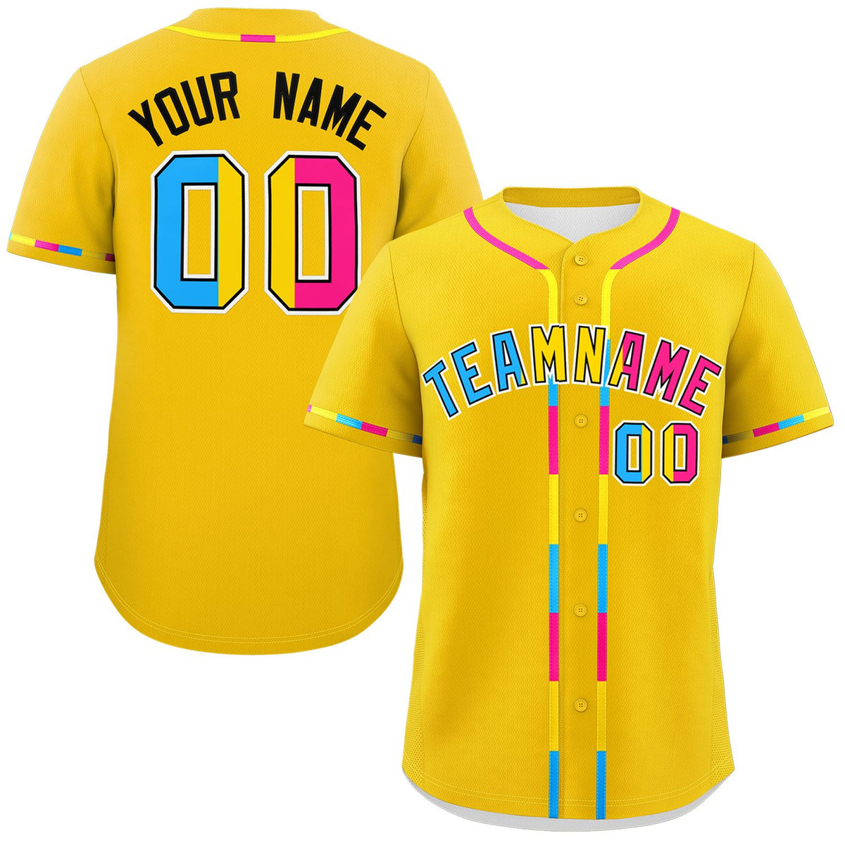 Custom Gold Pansexuality For Pride Month Classic Style Authentic Baseball Jersey