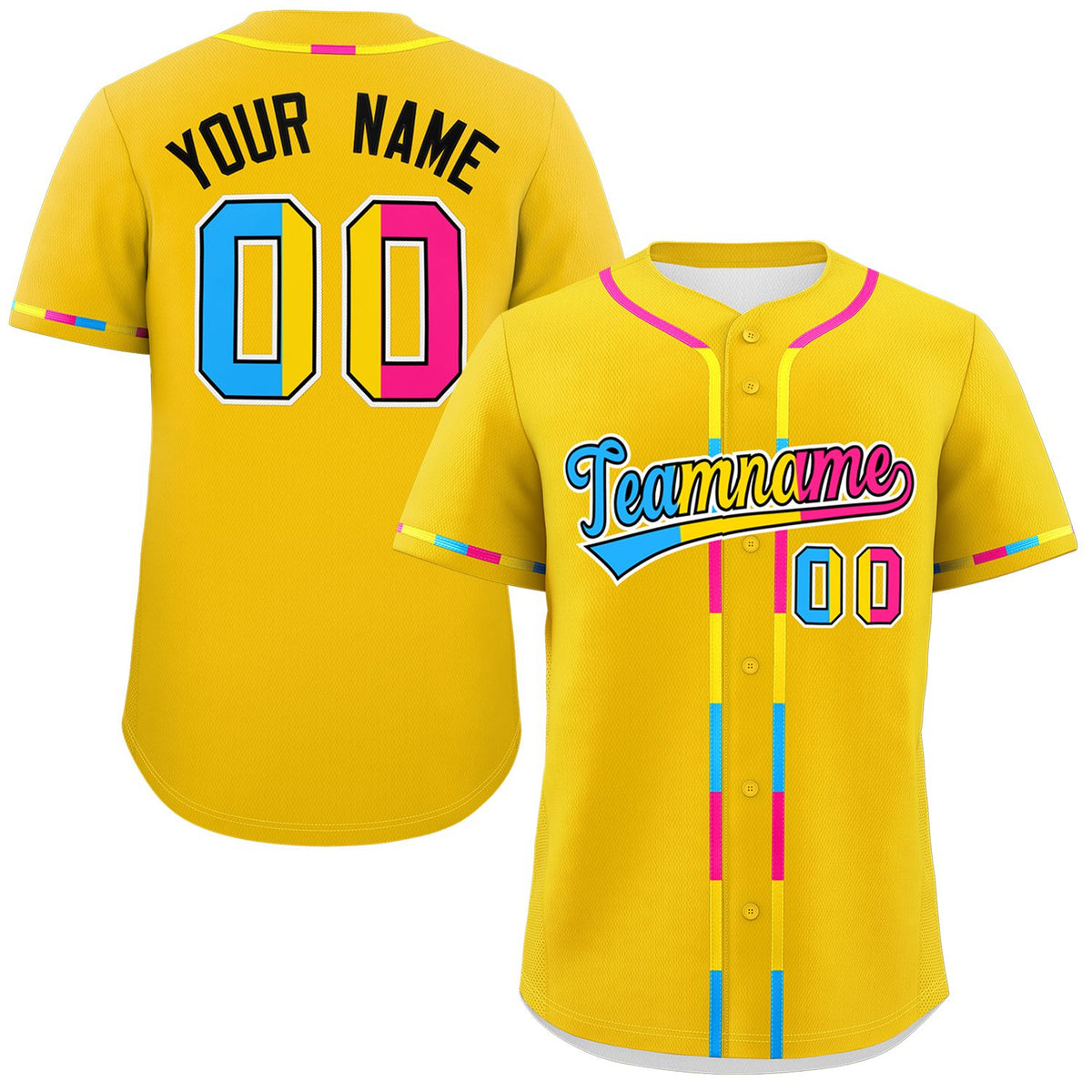 Custom Gold Pansexuality For Pride Month Classic Style Authentic Baseball Jersey