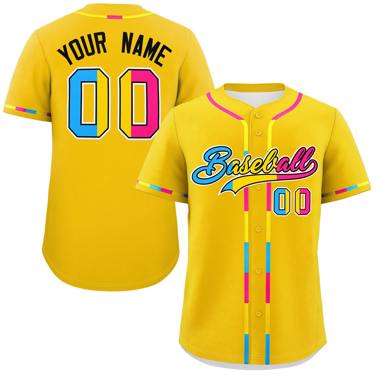 Custom Gold Pansexuality For Pride Month Classic Style Authentic Baseball Jersey