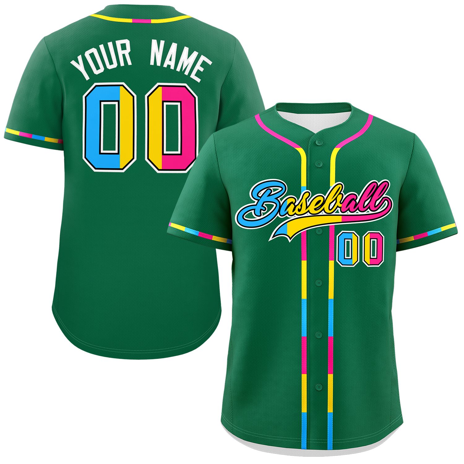 Custom Kelly Green Pansexuality For Pride Month Classic Style Authentic Baseball Jersey