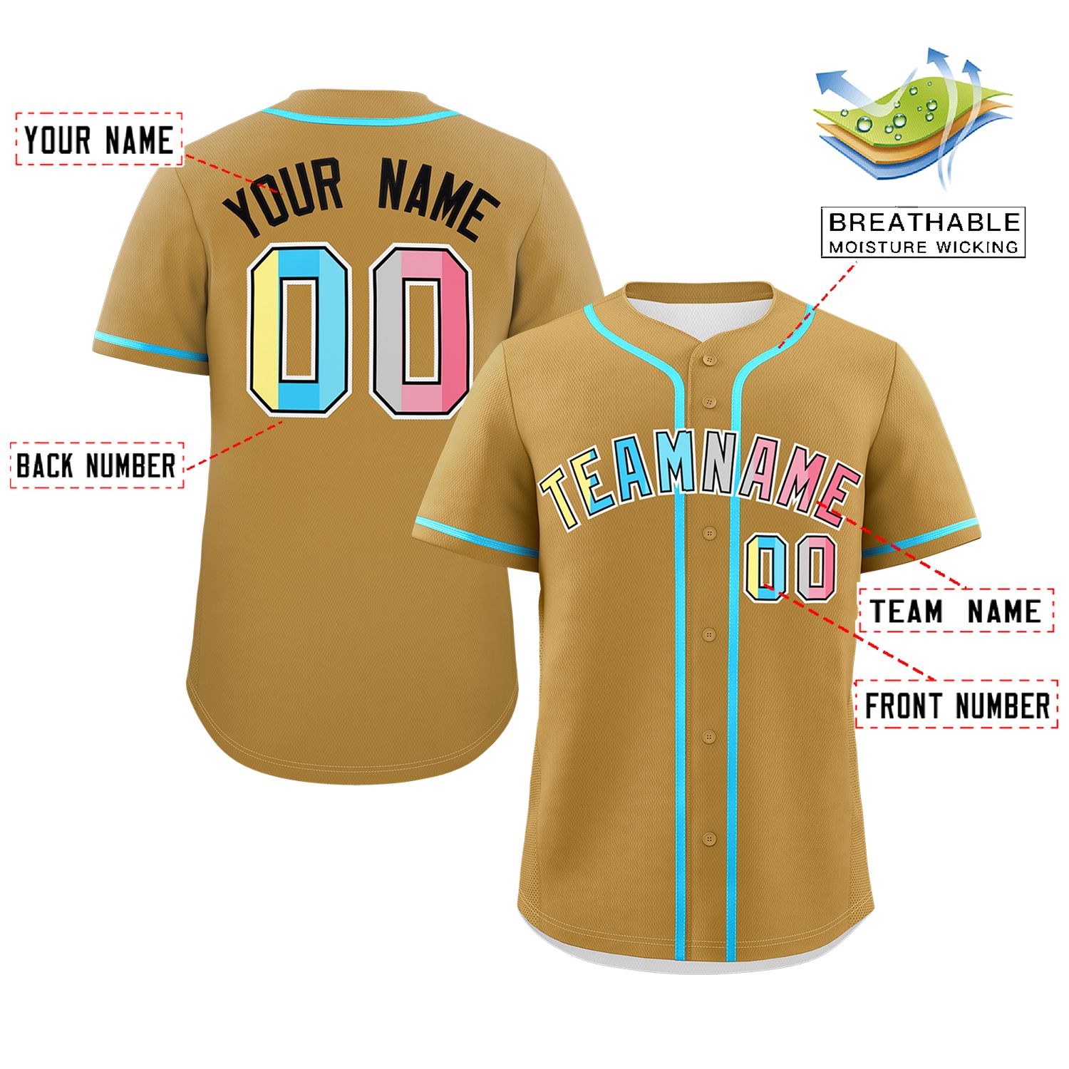 Custom Old Gold Genderflux For Pride Month Classic Style Authentic Baseball Jersey