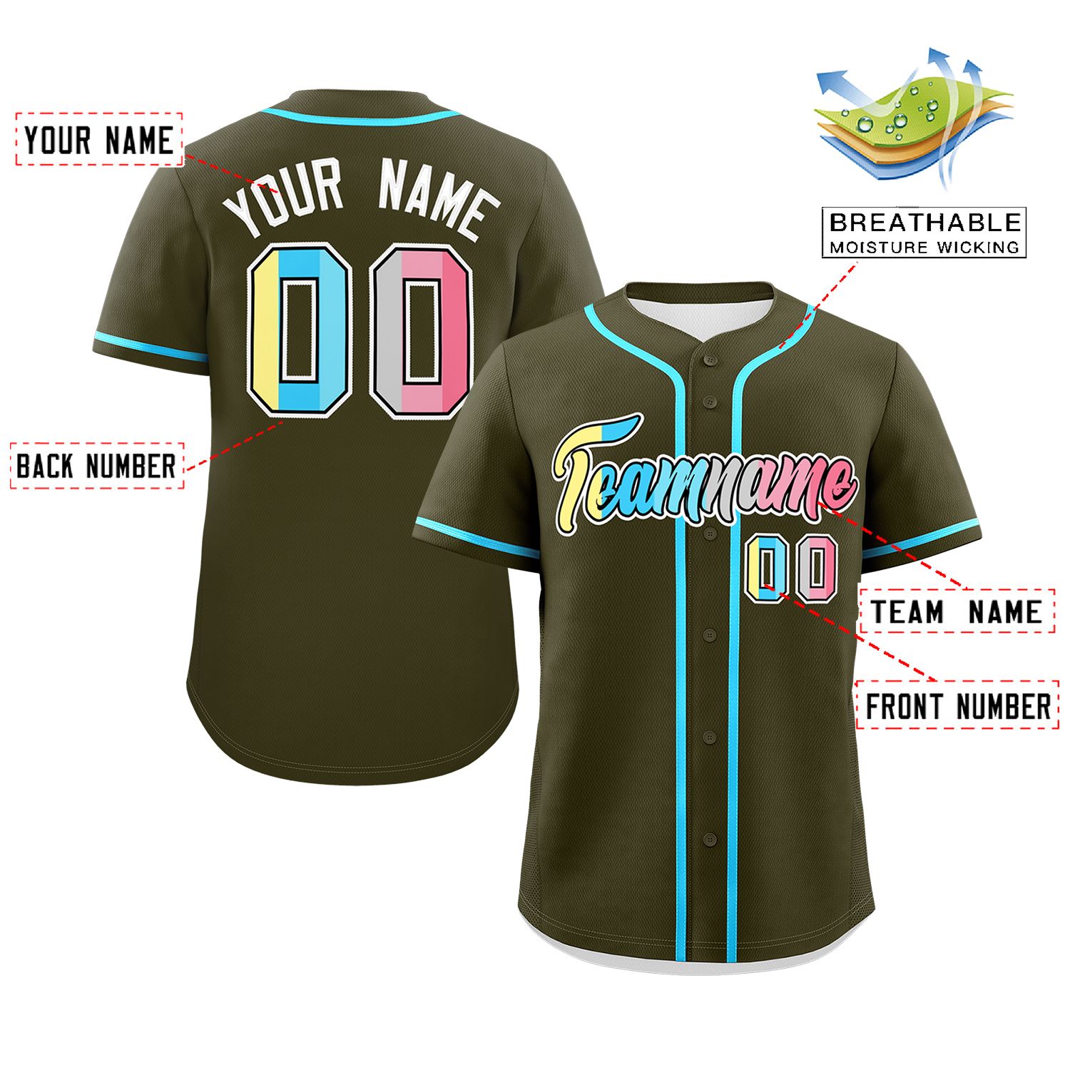 Custom Olive Genderflux For Pride Month Classic Style Authentic Baseball Jersey