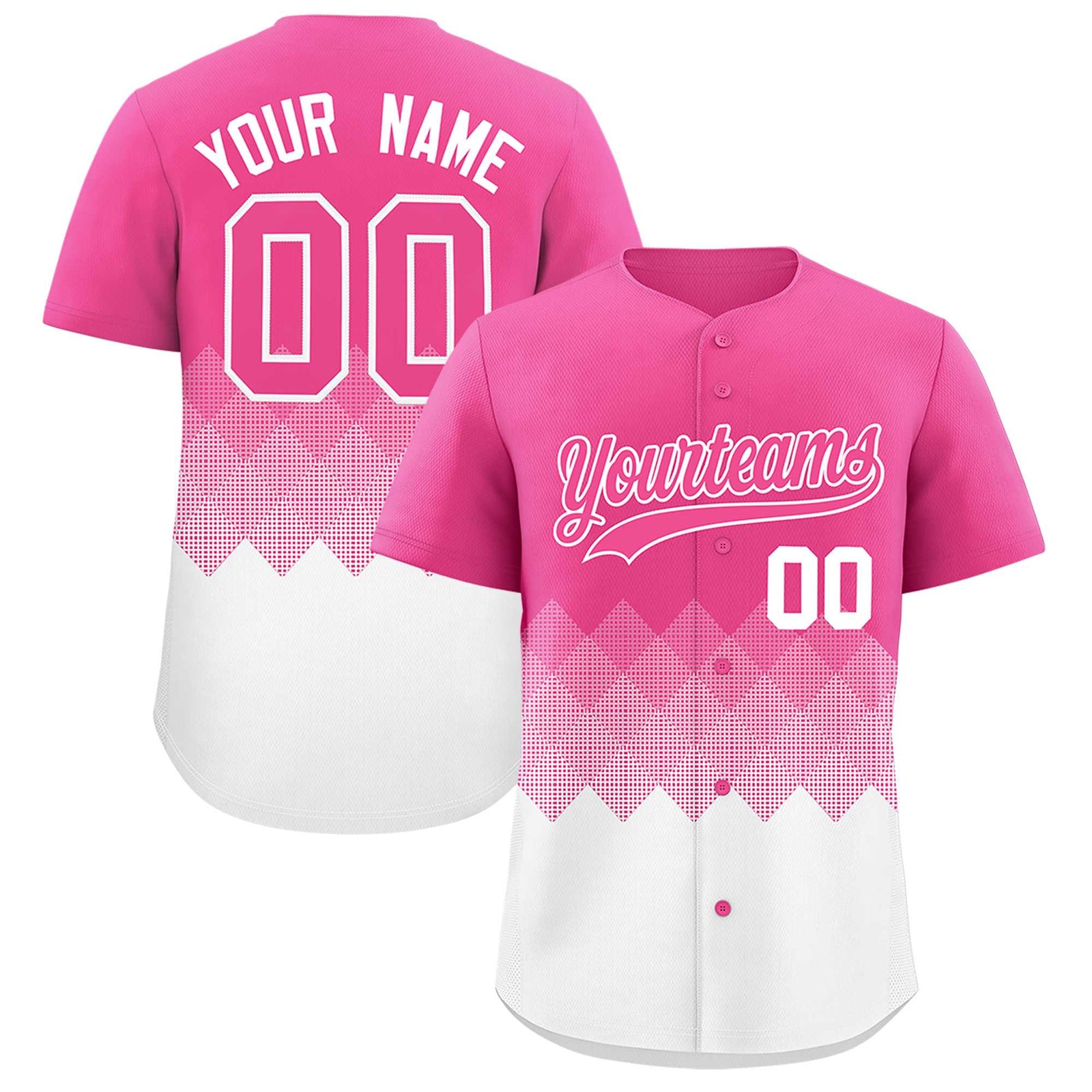 Custom Pink White Grid Blur Pattern Authentic Baseball Jersey