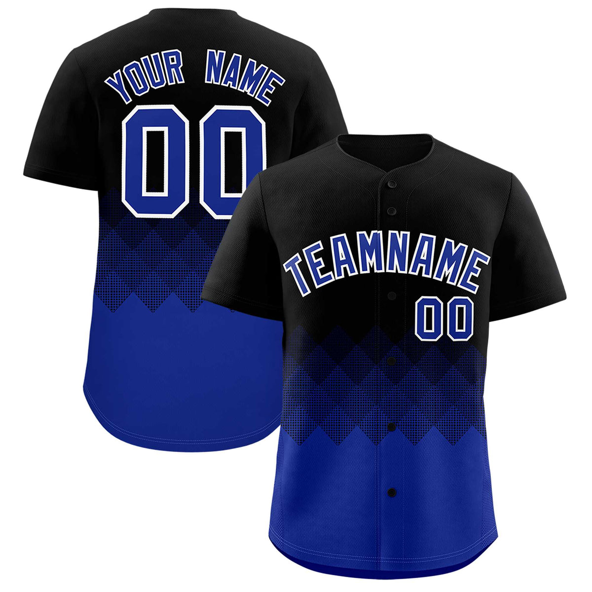 Custom Black Royal Grid Blur Pattern Authentic Baseball Jersey