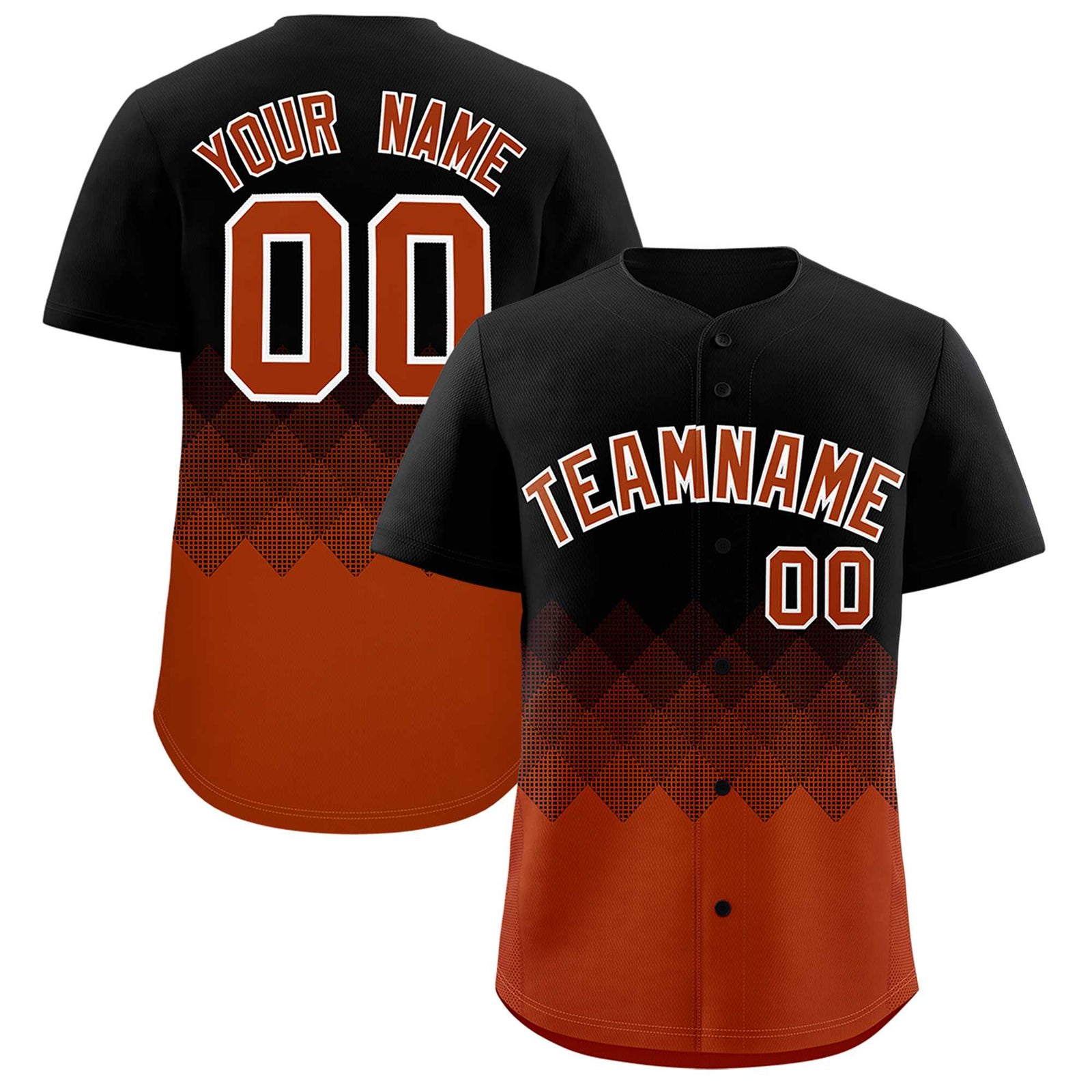 Custom Black Texas Orange Grid Blur Pattern Authentic Baseball Jersey