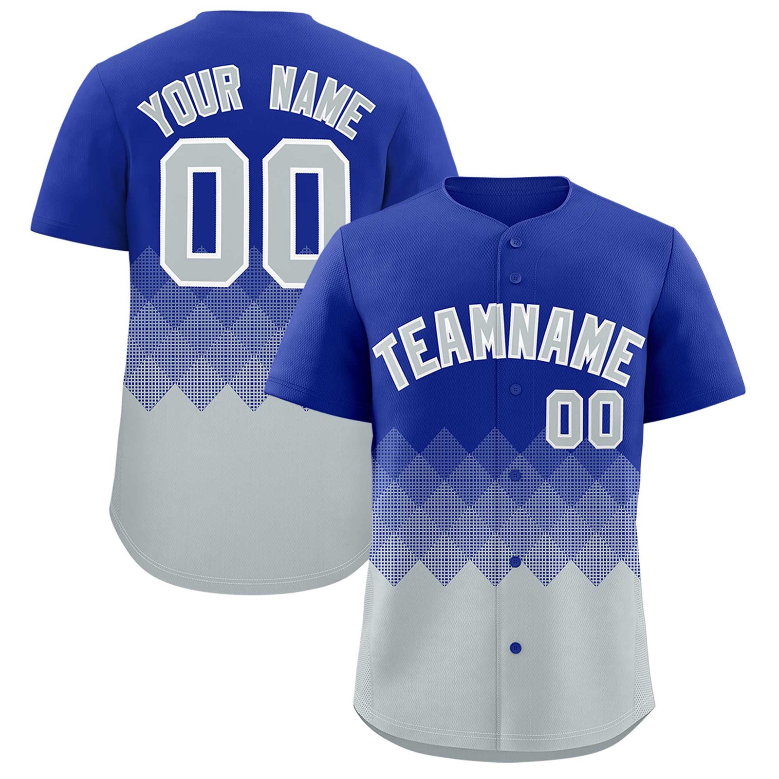 Custom Royal White Grid Blur Pattern Authentic Baseball Jersey
