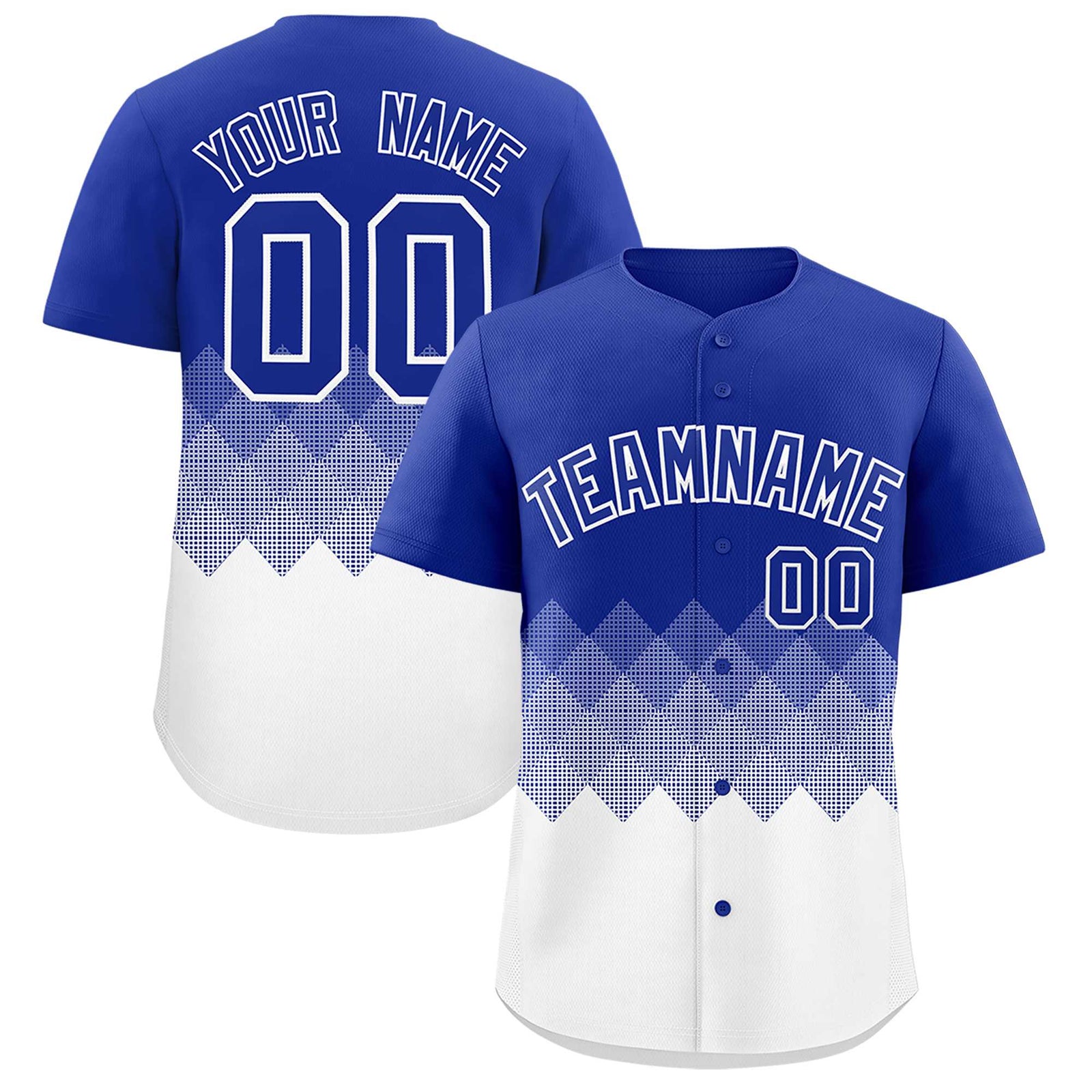 Custom Royal White Grid Blur Pattern Authentic Baseball Jersey