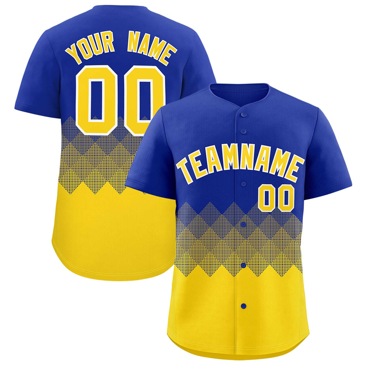 Custom Royal Gold Grid Blur Pattern Authentic Baseball Jersey
