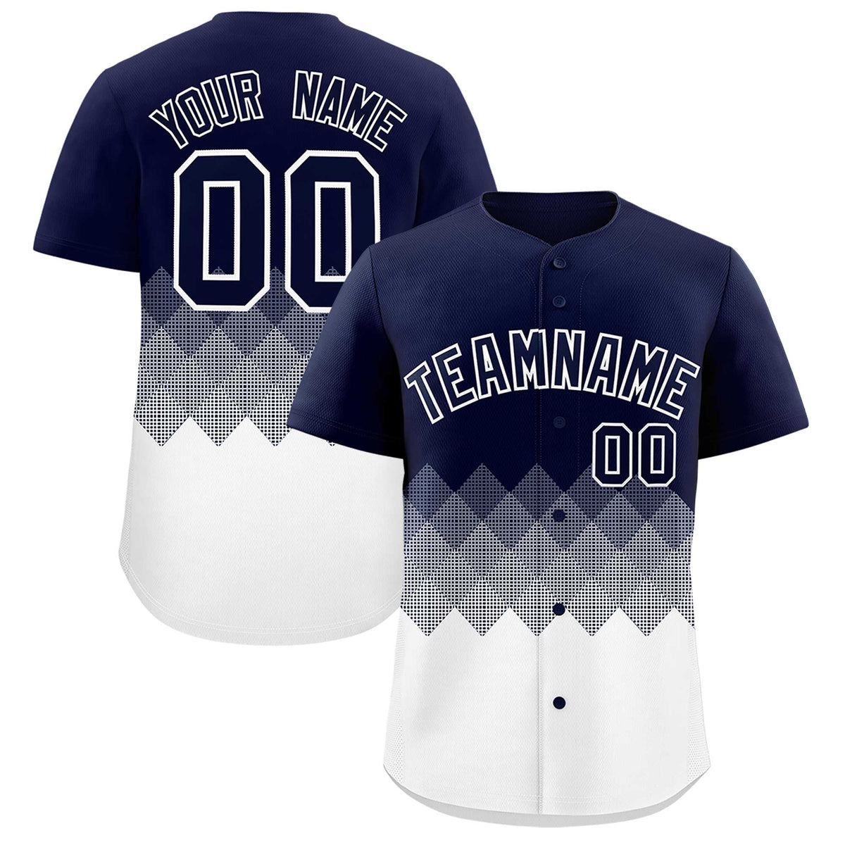 Custom Navy White Grid Blur Pattern Authentic Baseball Jersey
