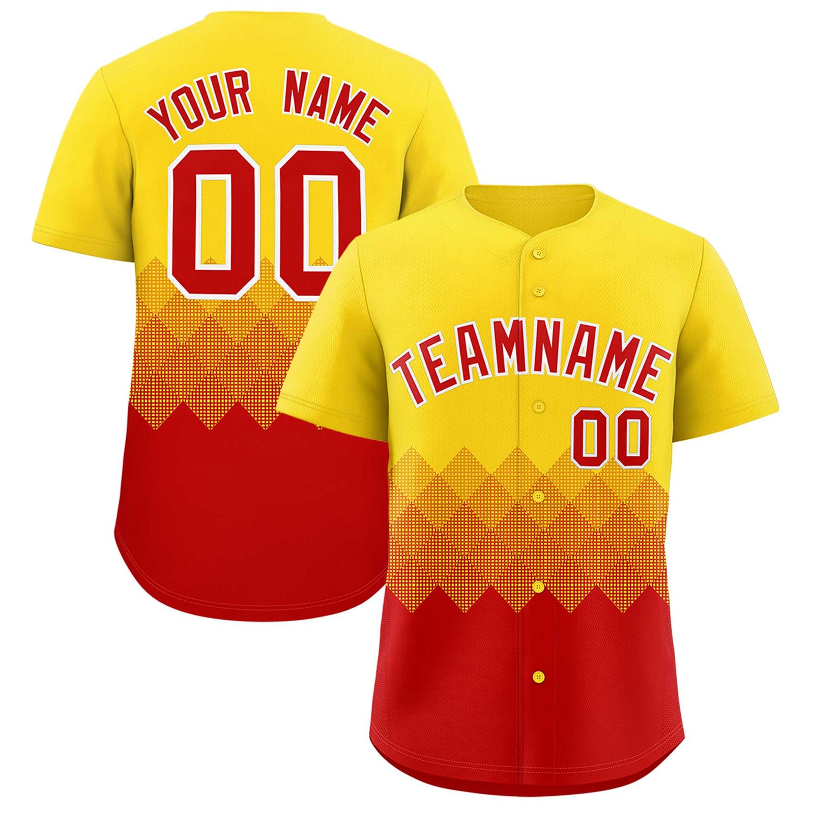 Custom Gold Red Grid Blur Pattern Authentic Baseball Jersey