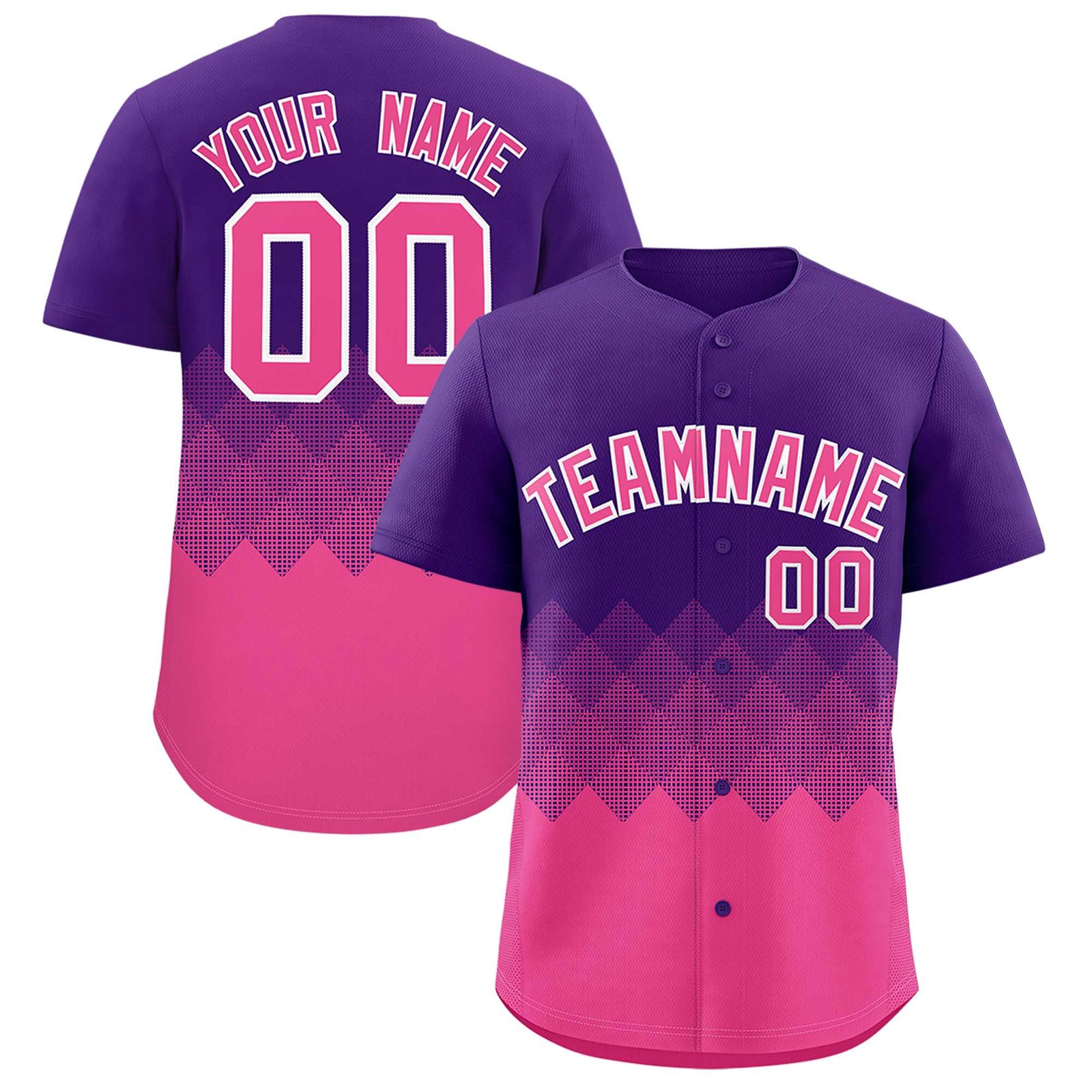 Custom Purple Pink Grid Blur Pattern Authentic Baseball Jersey
