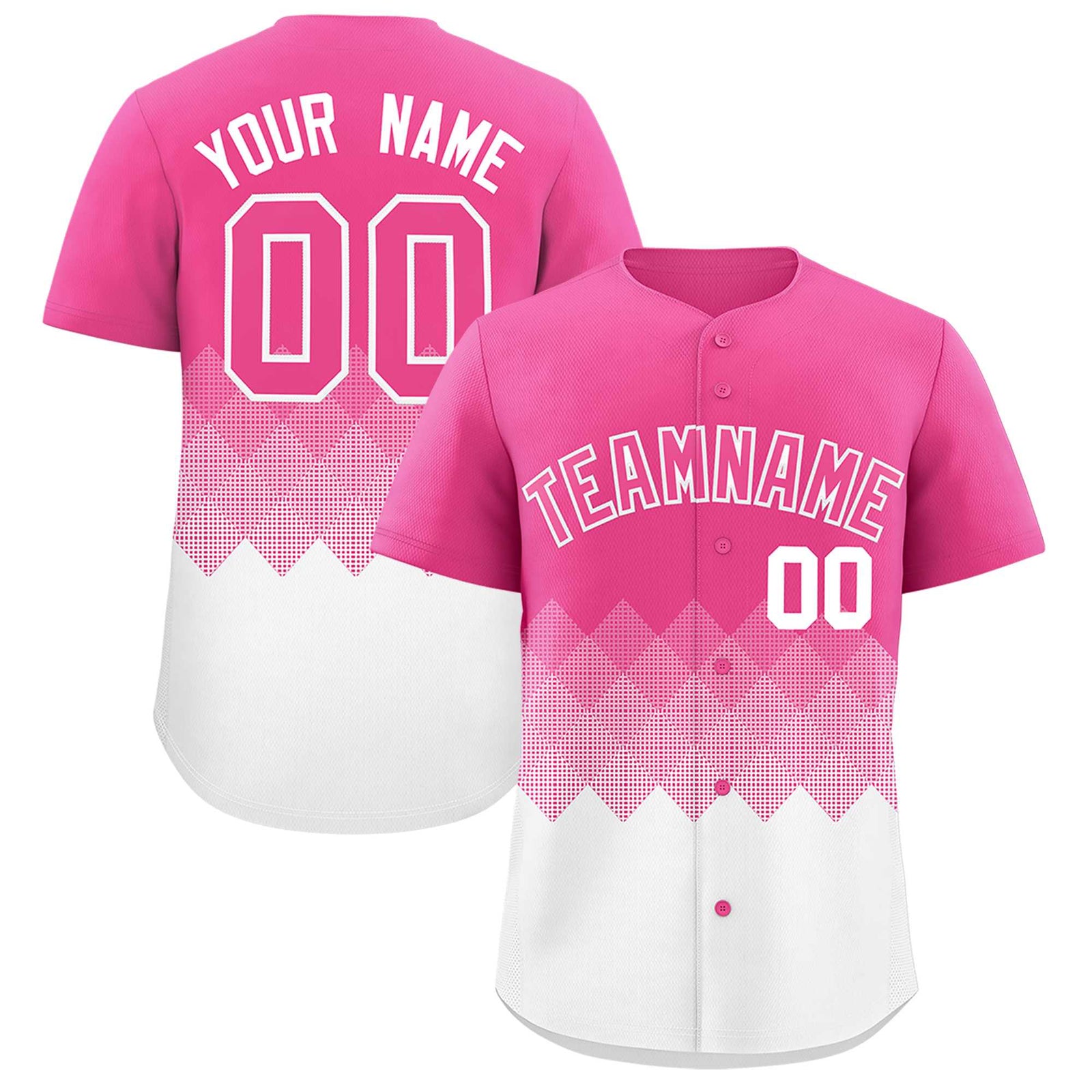 Custom Pink White Grid Blur Pattern Authentic Baseball Jersey
