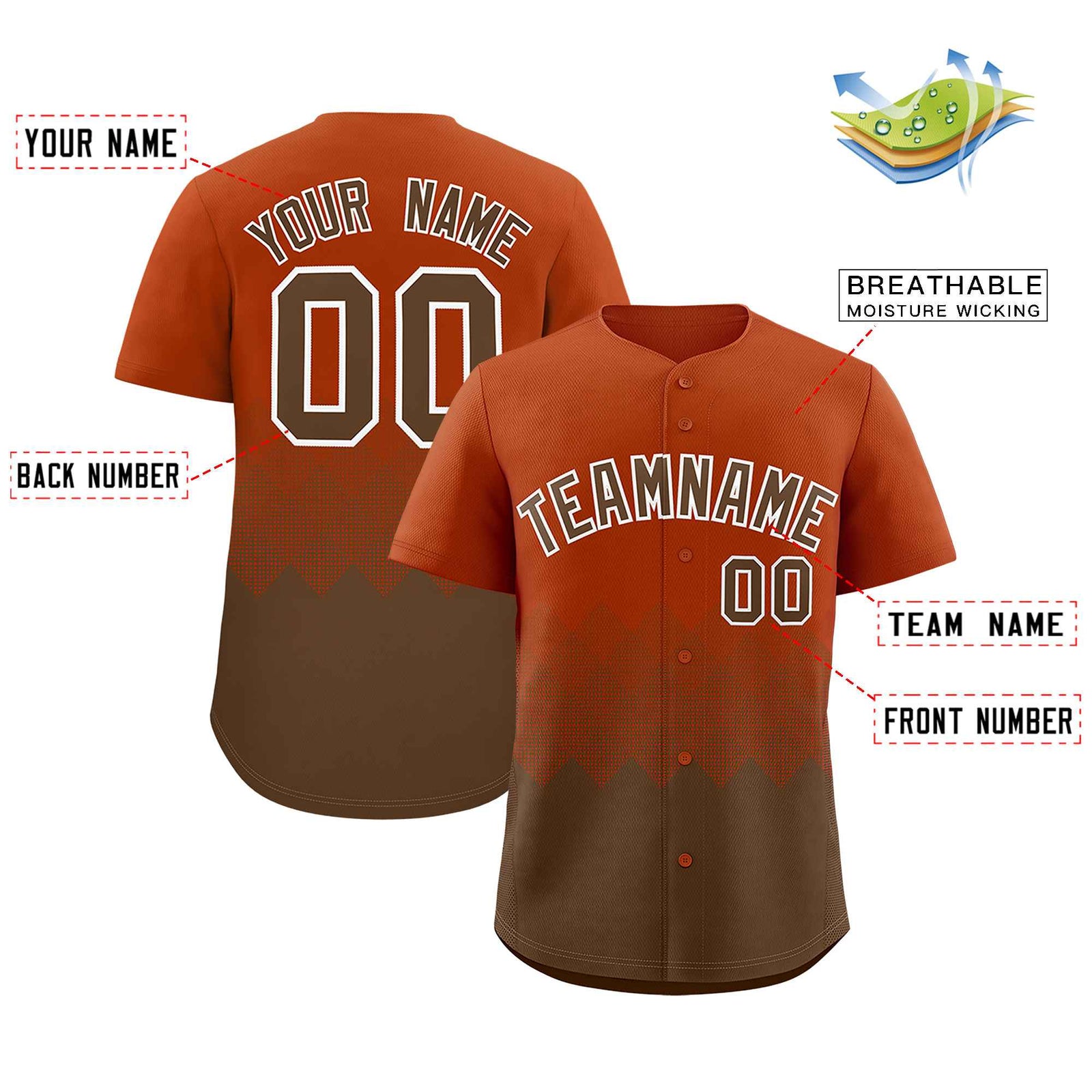 Custom Texas Orange Light Brown Grid Blur Pattern Authentic Baseball Jersey