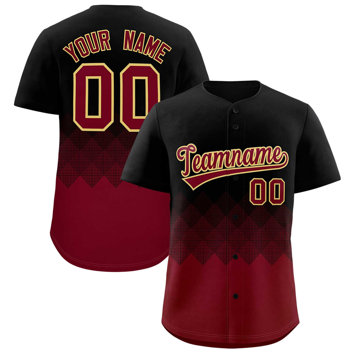 Custom Black Crimson Grid Blur Pattern Authentic Baseball Jersey