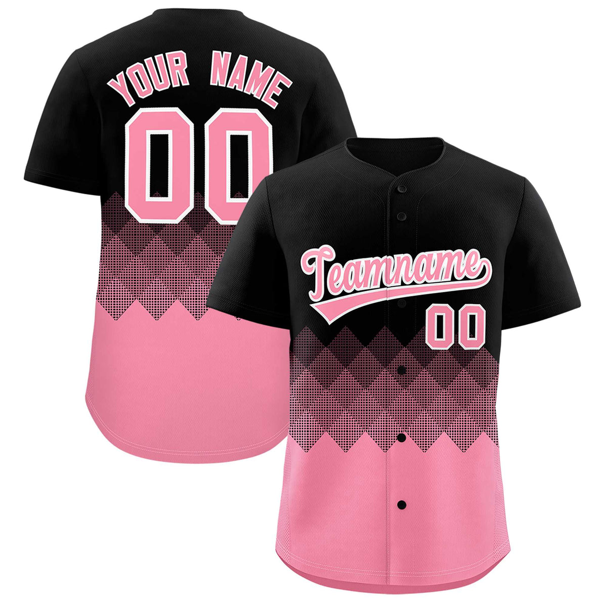 Custom Black Light Pink Grid Blur Pattern Authentic Baseball Jersey